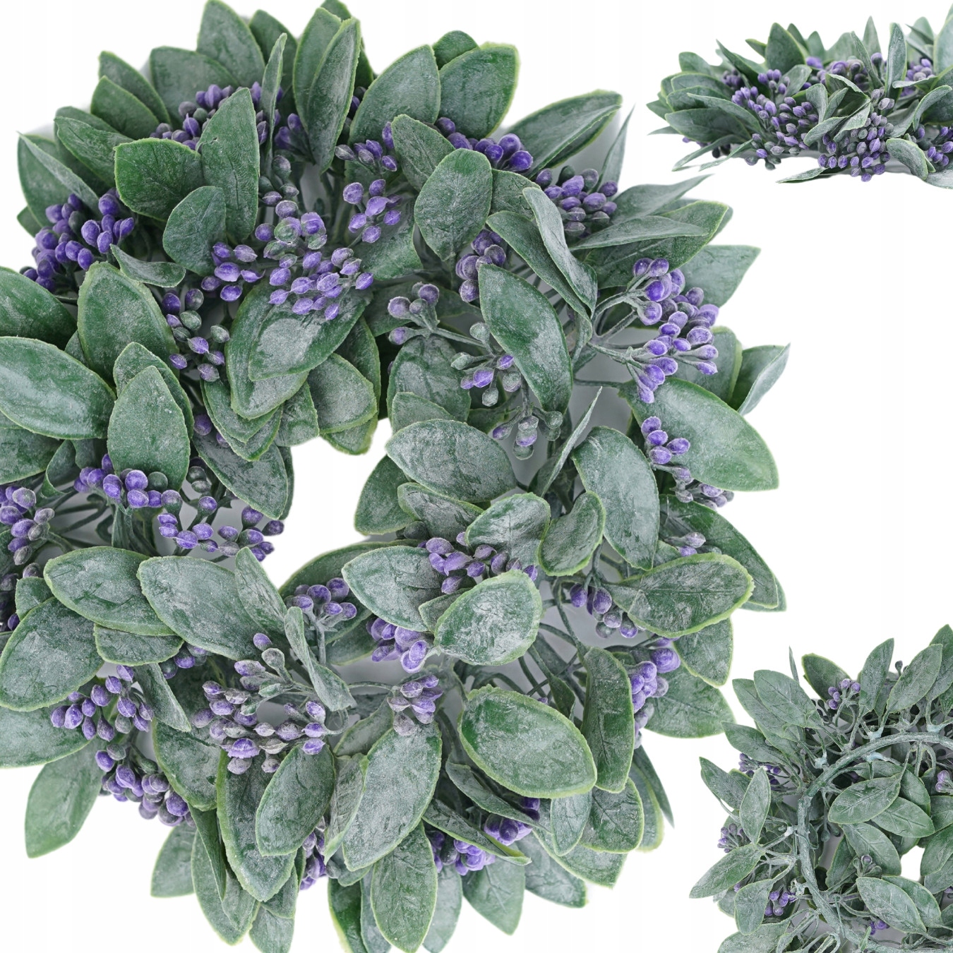 WIANEK RUSKUS NA STÓŁ DRZWI DEKORACJA BOHO FIOLETOWE KULECZKI 22 cm LIŚCIE