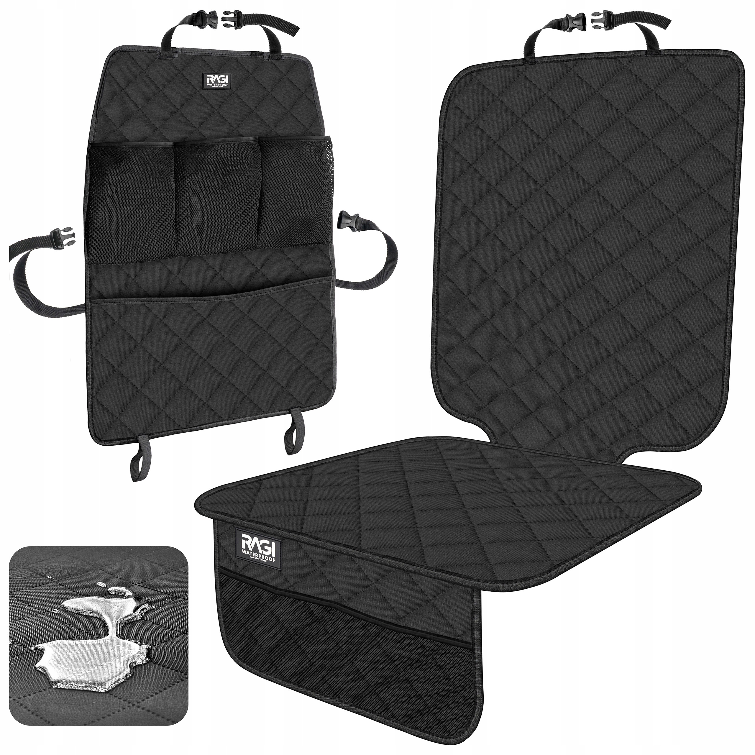 Mata Ochronna pod Fotelik Samochodowy Osłona Fotela Pokrowiec 2w1Kieszenie