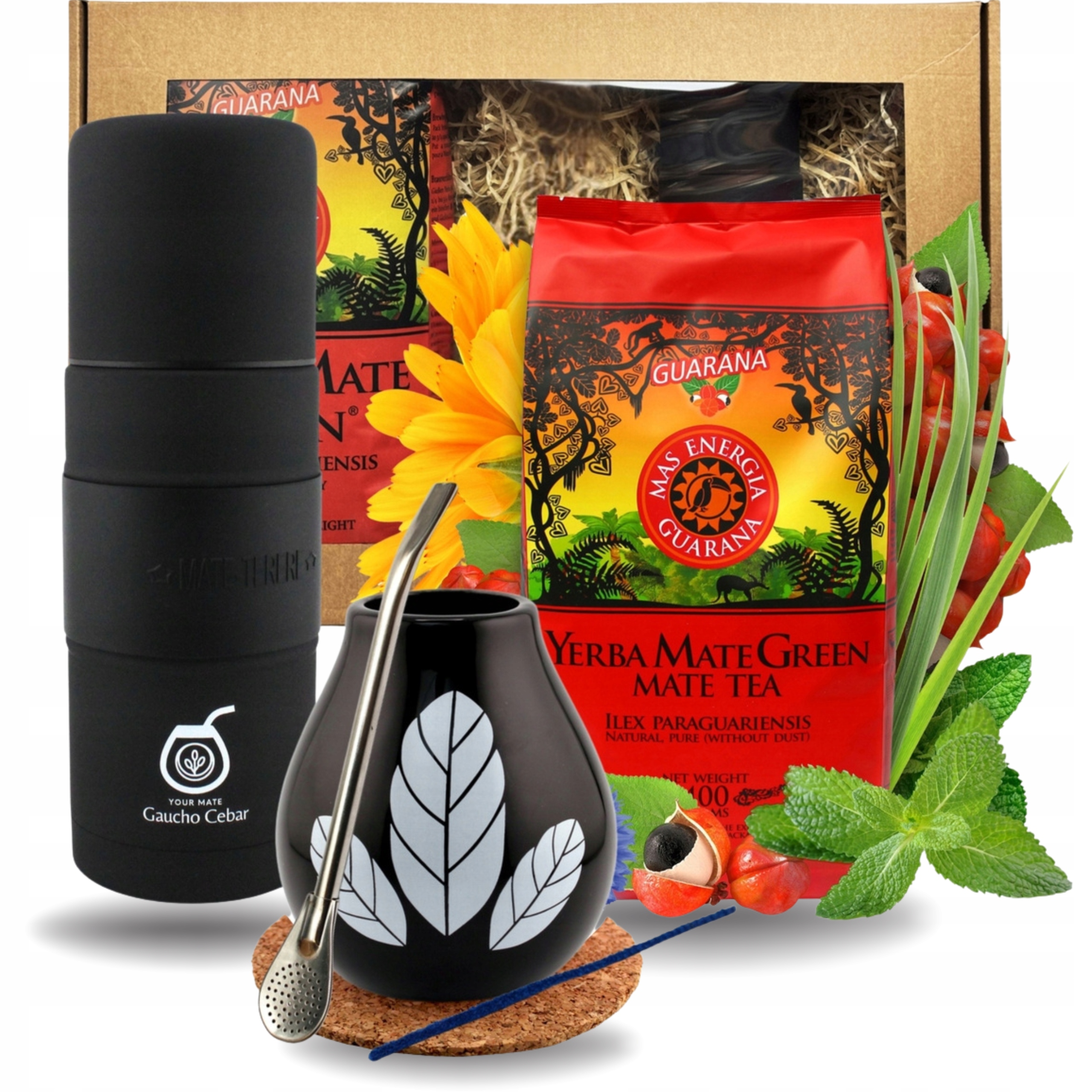 Levně Dárková sada Yerba Mate Green Mas Energia Guarana 400 g 0,4 kg Yerbomox