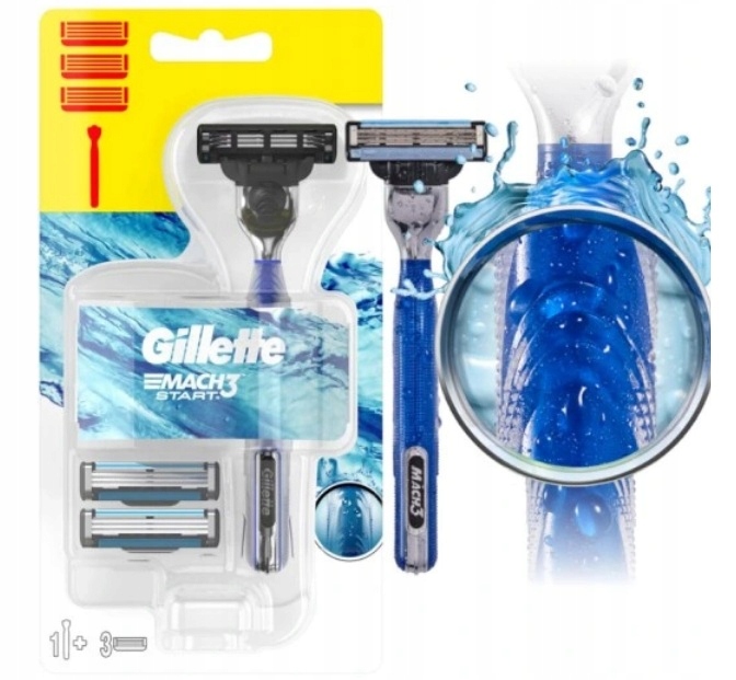 

Maszynka Gillette MACH3 Aqua Grip rączka+3 nożyki