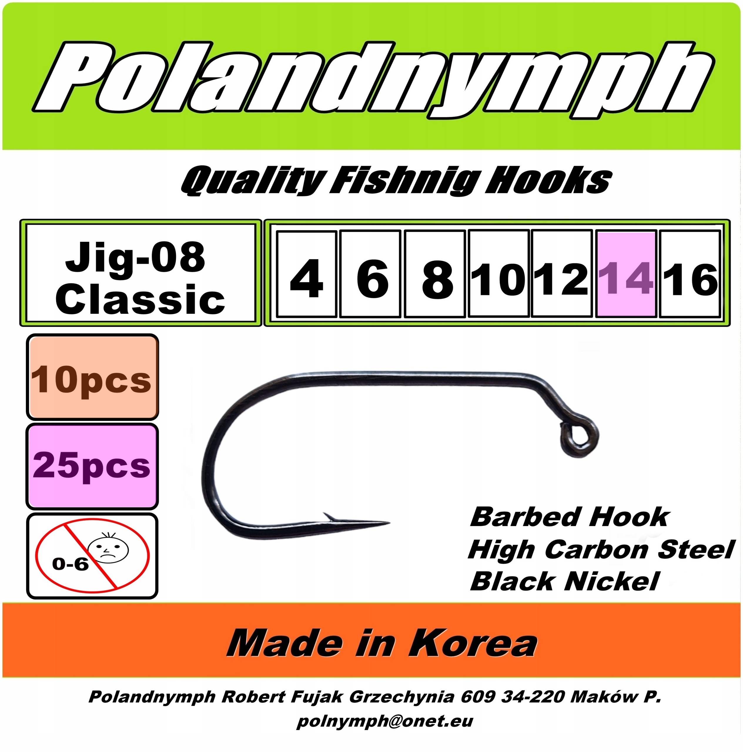 Haczyki Jig Trout Classic Zadziorowe rozmiar 14 25 sztuk
