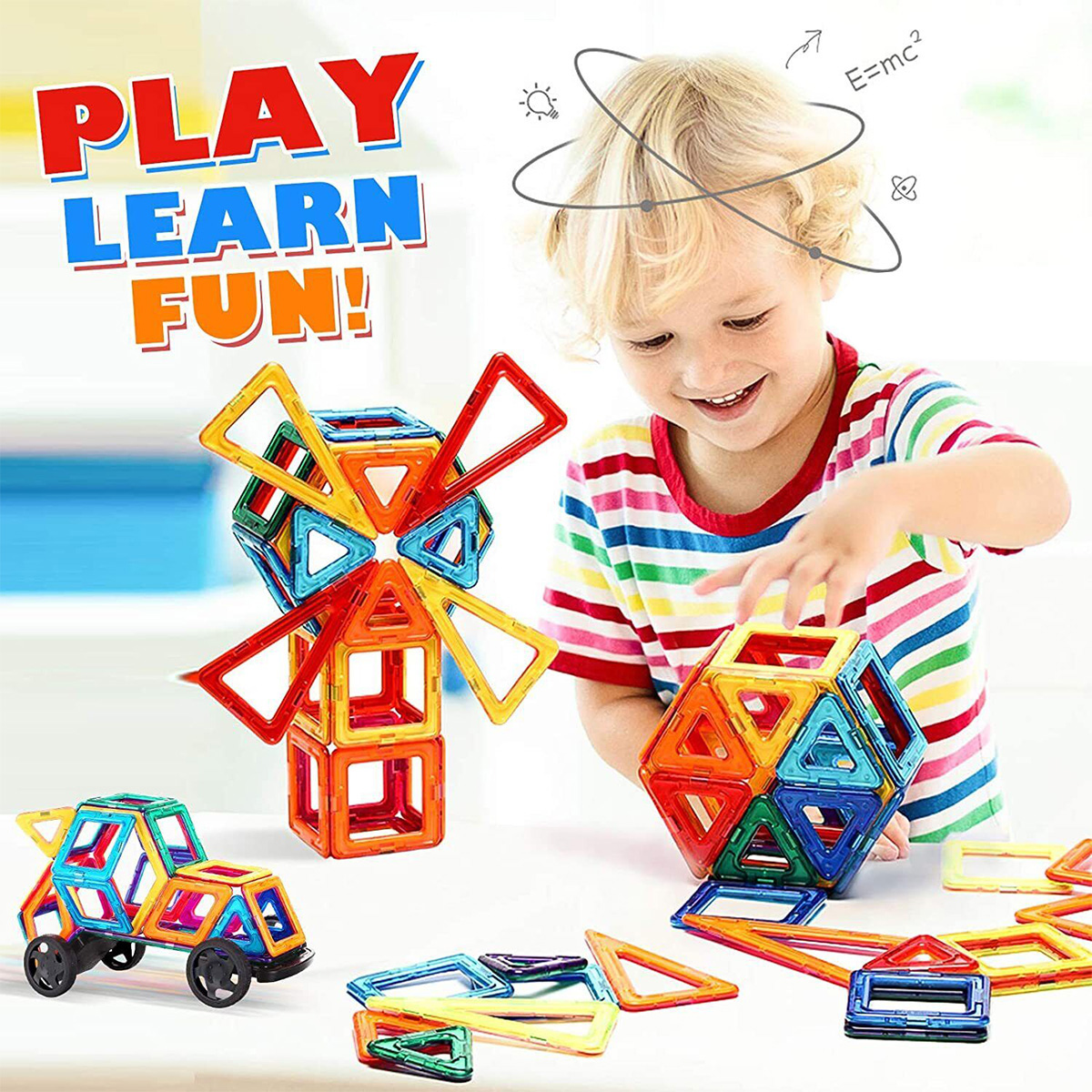 ZESTAW DUŻE KLOCKI MAGNETYCZNE KONSTRUKCYJNE 3D PANELE MAGNETIC TILES 102x Wiek dziecka 3 lata +