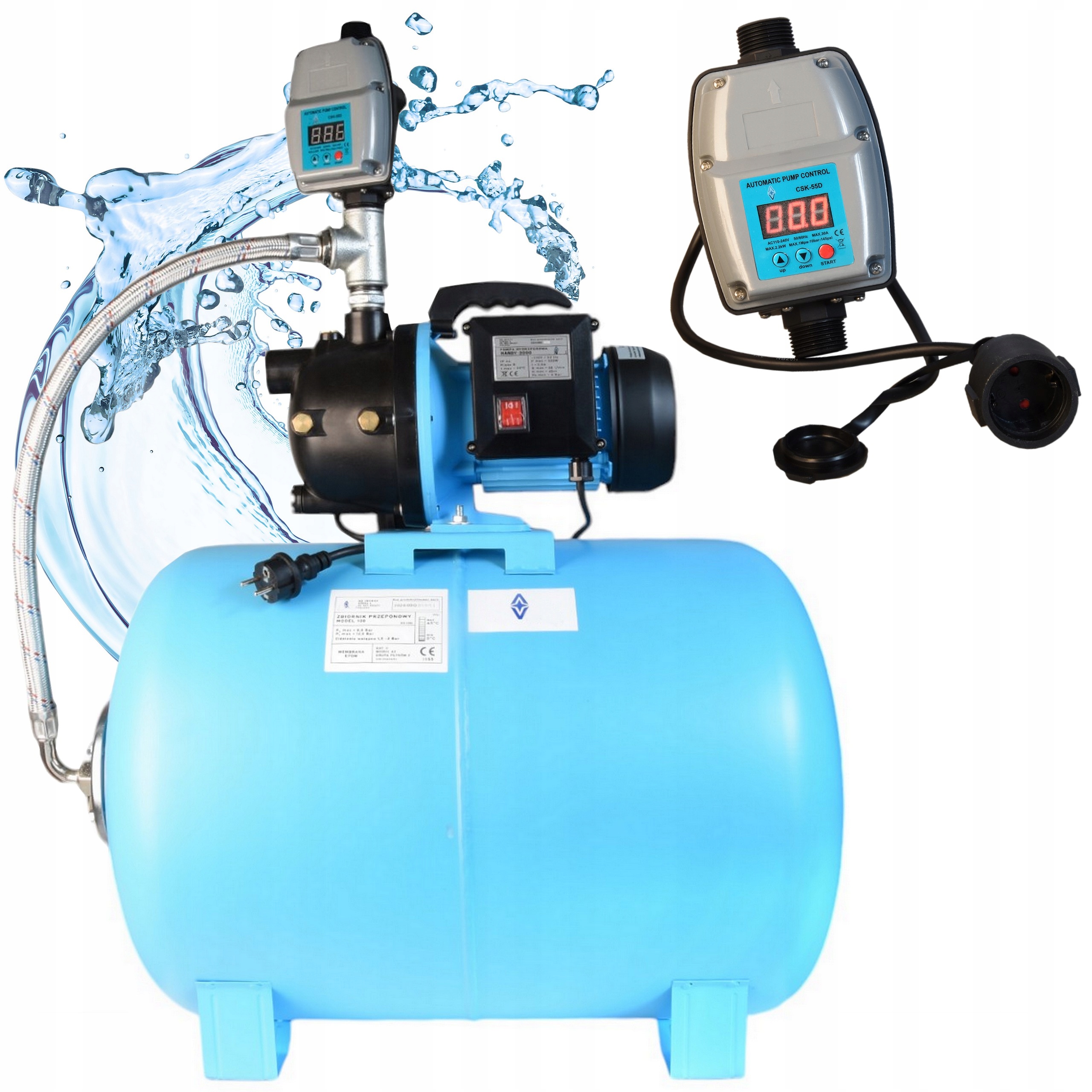 100 L Hydroforová Pumpa Na Vodu Do Záhrady 550 W 50 L/min Ovládanie Prevádzky Hydroforu