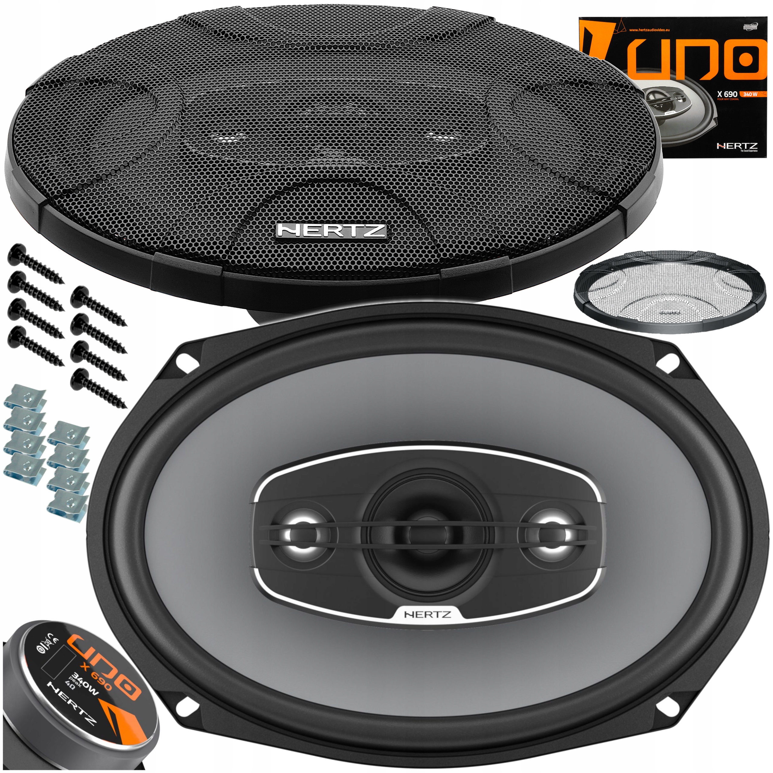 HERTZ UNO X690 MOCNE GŁOŚNIKI SAMOCHODOWE 6X9" 4-DROŻNE OWALNE ELIPSY JAJKA