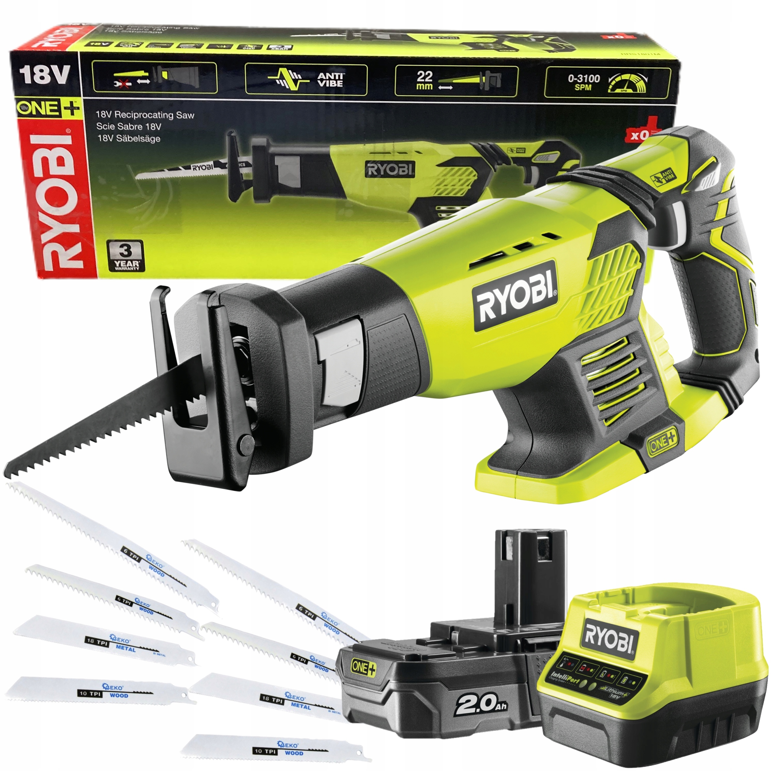 Aku Kamelová Pila Ocaska Ryobi RRS1801M +2Ah +10 Bb.