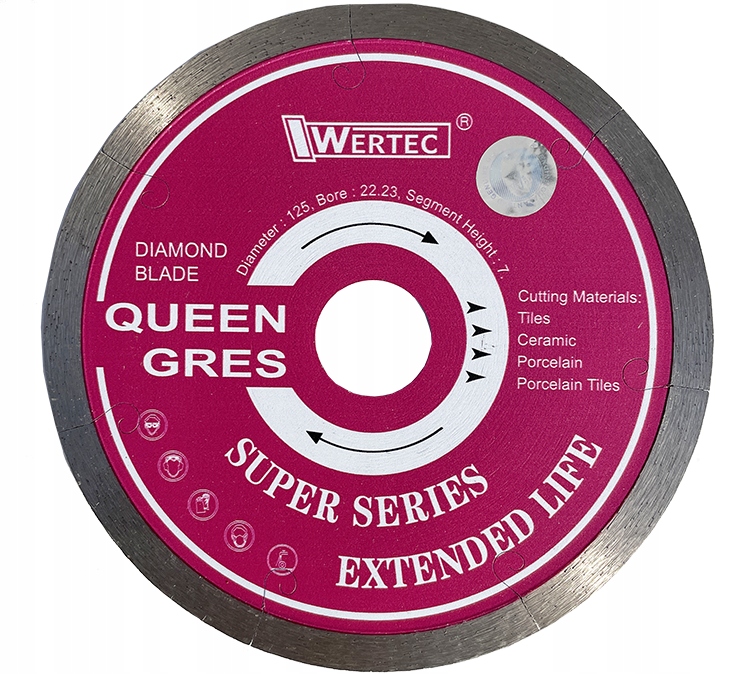 Tarcza Diamentowa Do Gresu Szkliwionego Queen Gres 125X1.6X7X22.23 Wertec