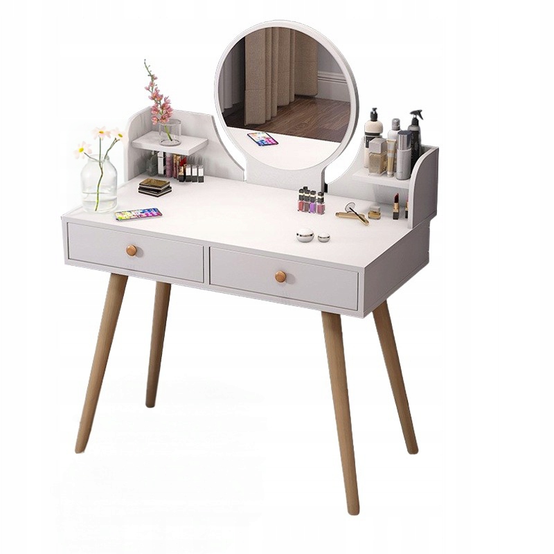 Kozmetická Toaletka So Zrkadlom Make-up Biela Veľká So Zásuvkami Loft 80 CM