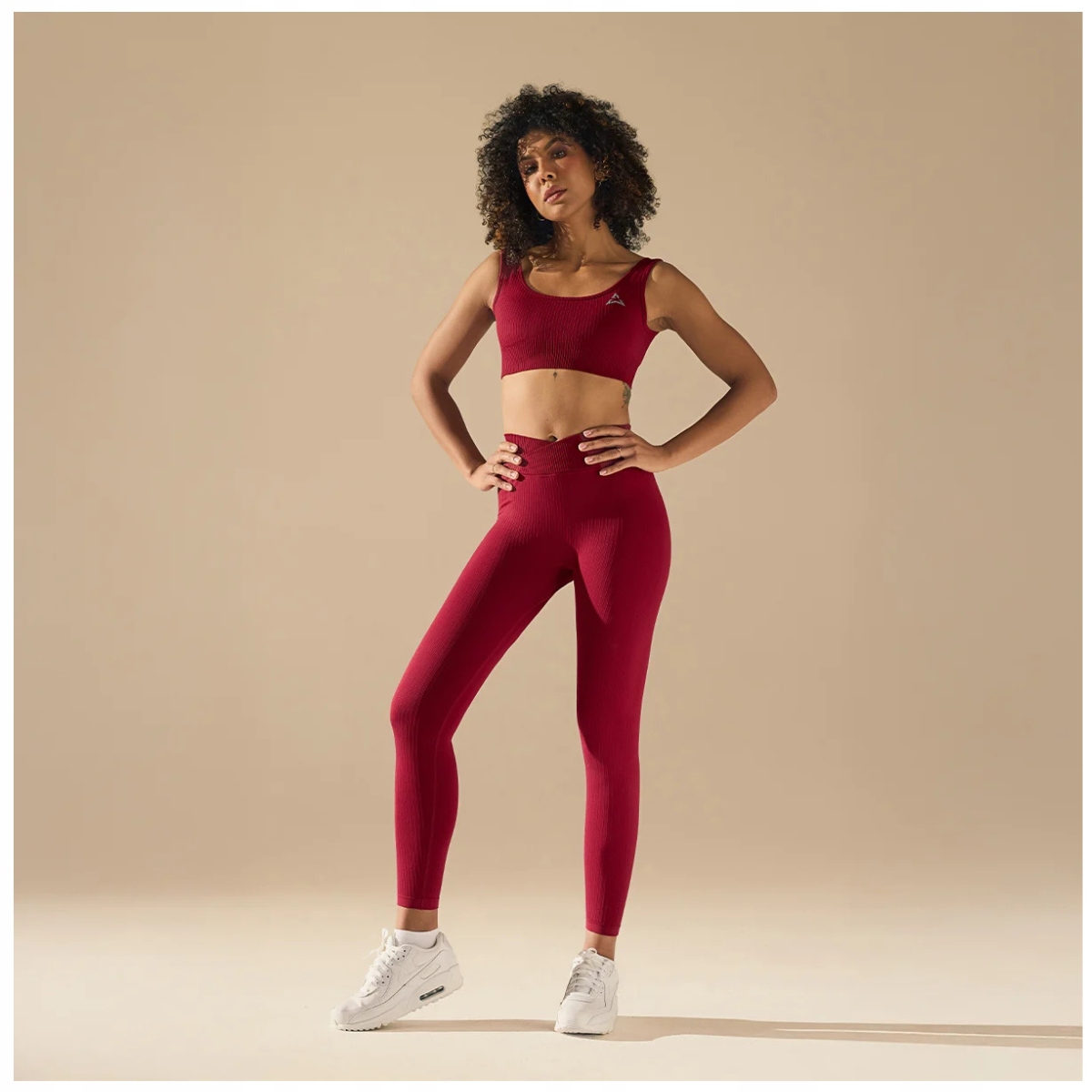 Allwear Bezszwowe Legginsy Basic V-waist Burgund M Wysoki Stan Modelujące