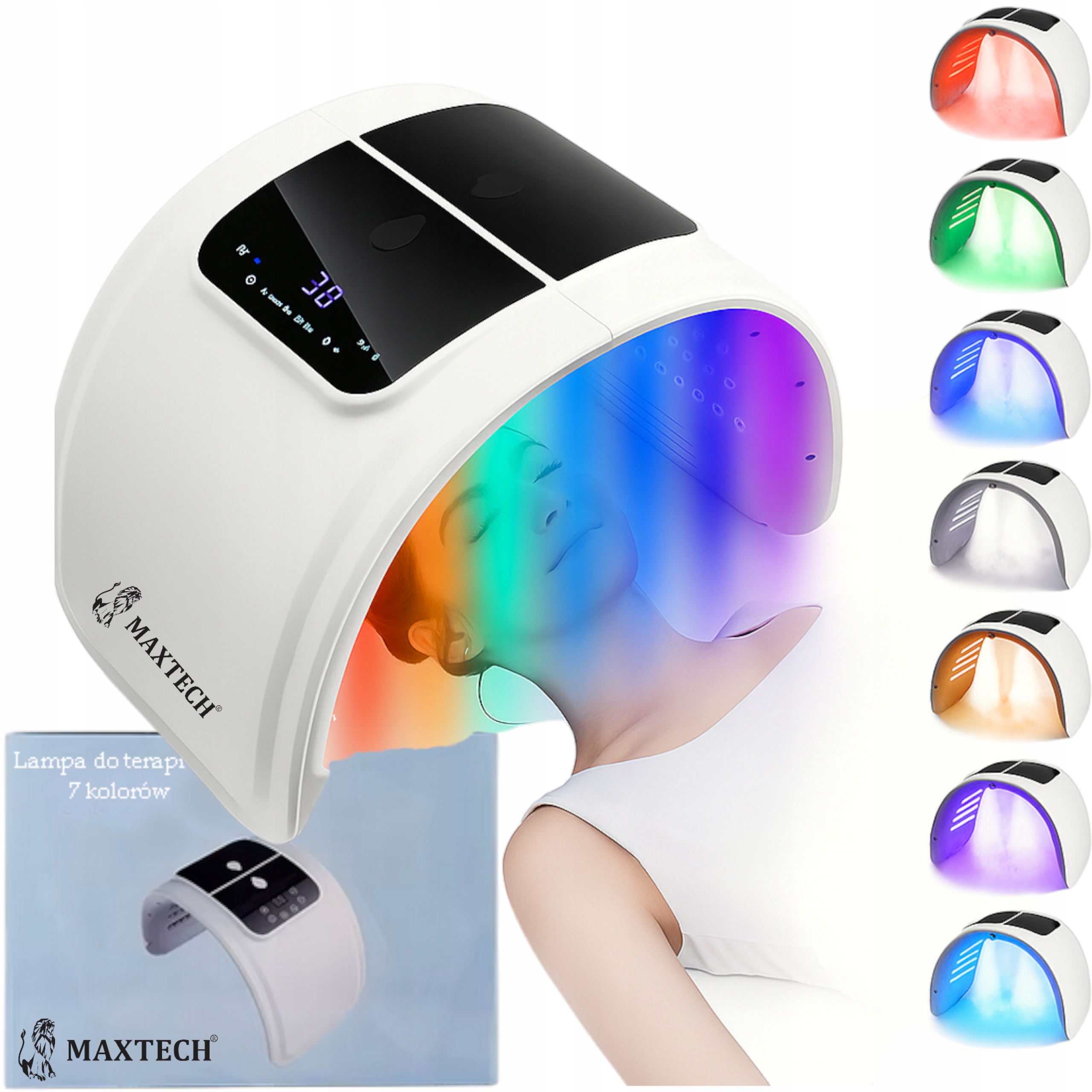 Ledová maska na obličej Fotonová lampa 7 barev Sprej-mlha Skládací 100 diod