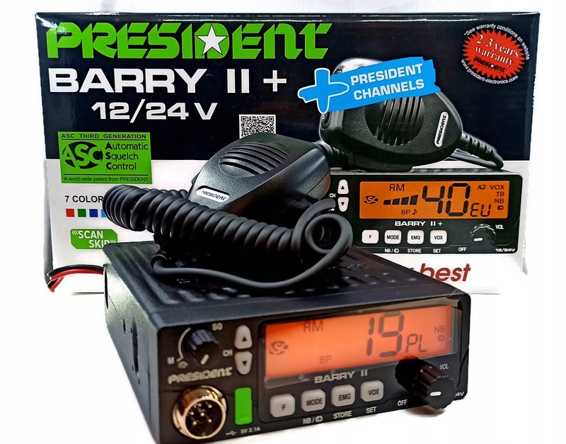 Cb radio President Barry II Plus Asc Am/fm 12/24 V