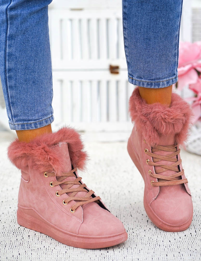Zimowe Botki Trapery Buty Ocieplane Różowe 37 Kolor różowy