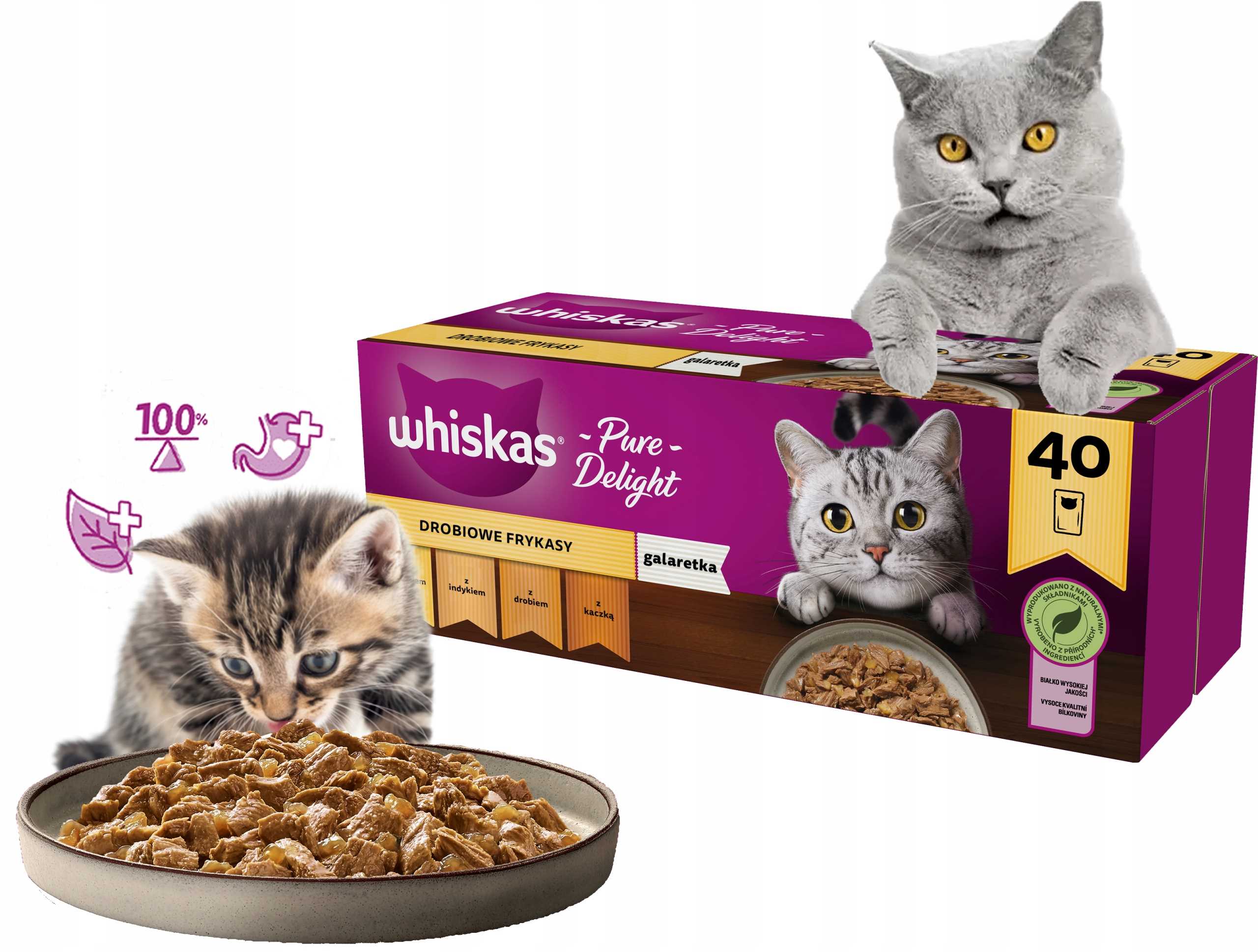 Levně Whiskas Pure Delight Drůbeží Hody krmivo v želé 40x85 g