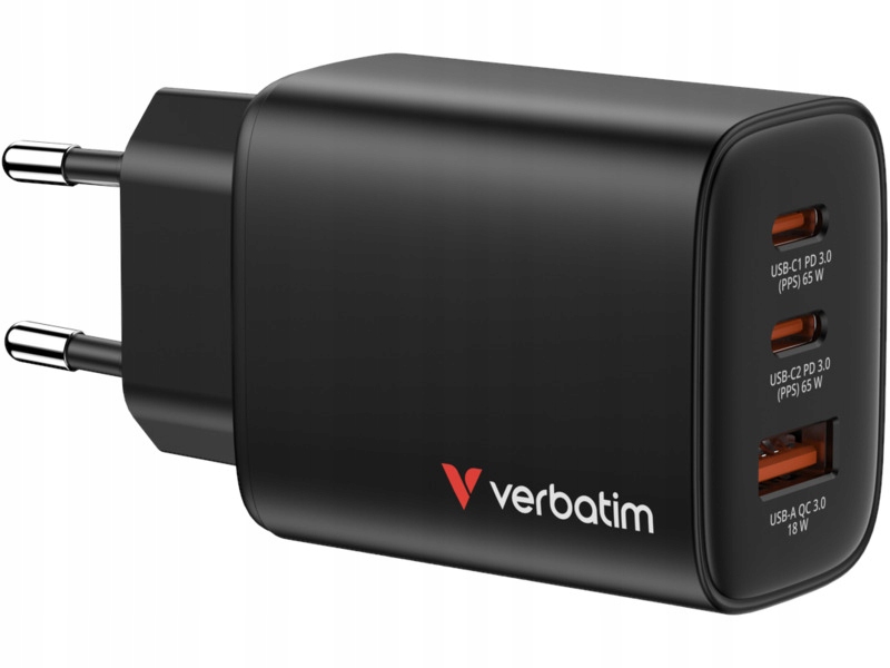Ładowarka sieciowa Verbatim Essentials GaN 65W Czarny