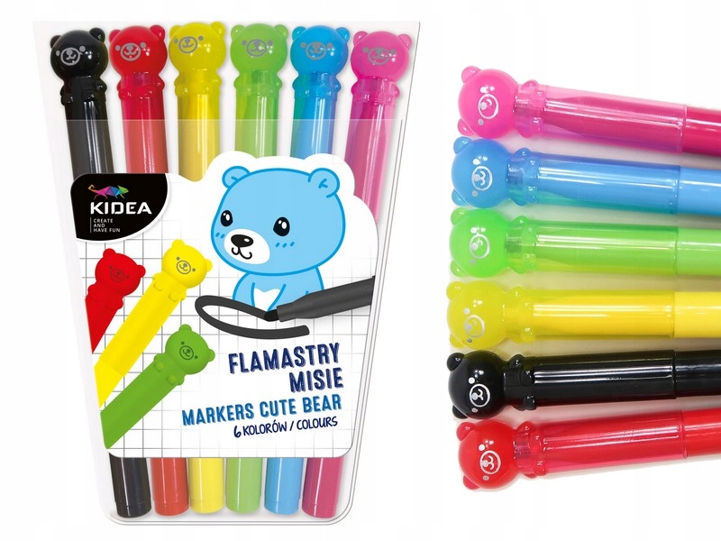 FLAMASTRY MISIE 6 KOLORÓW KIDEA 4345