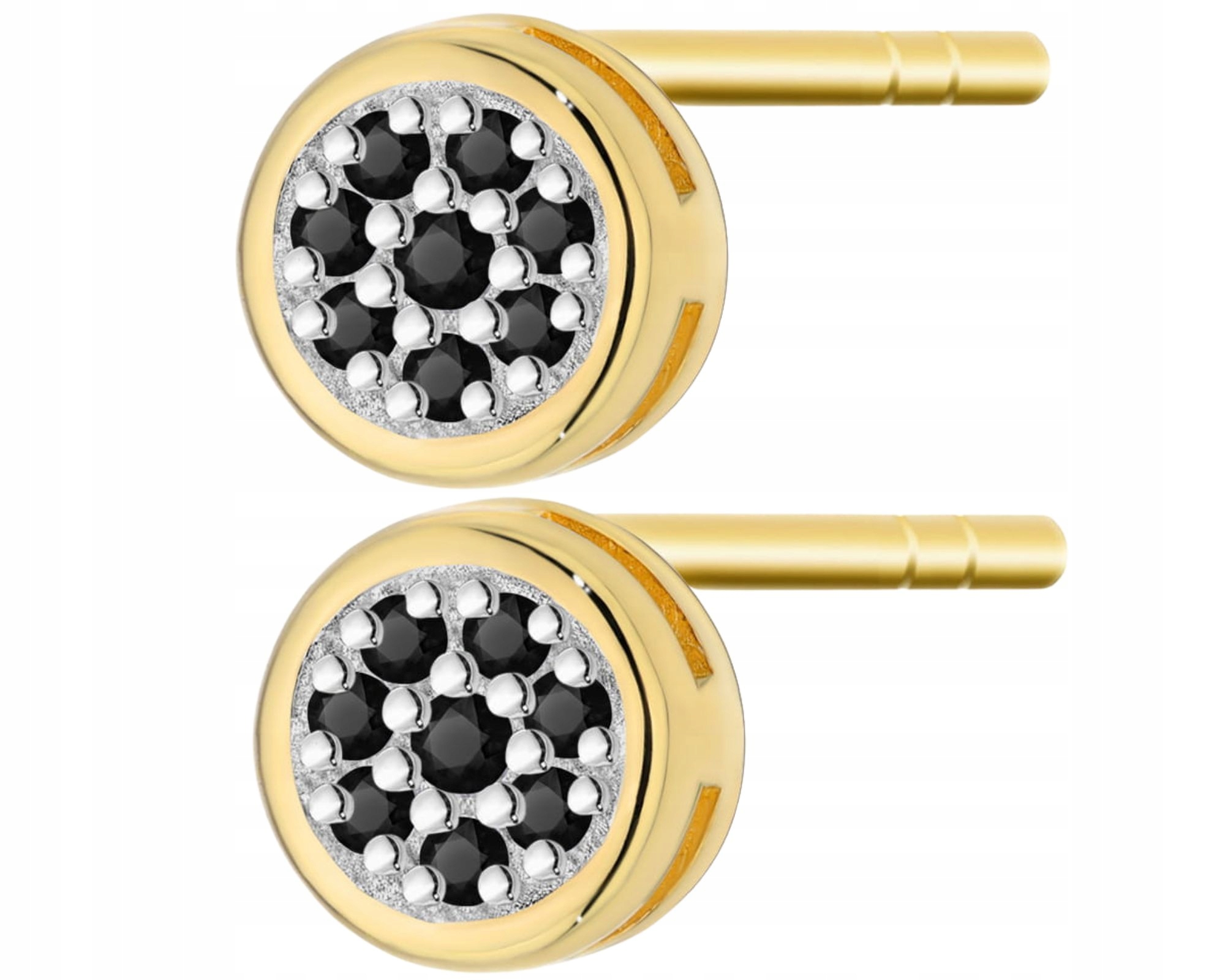 Zlaté Náušnice Kulaté S Černým Briliantem Tyčinka Zlato 585 Dárek Gravírování