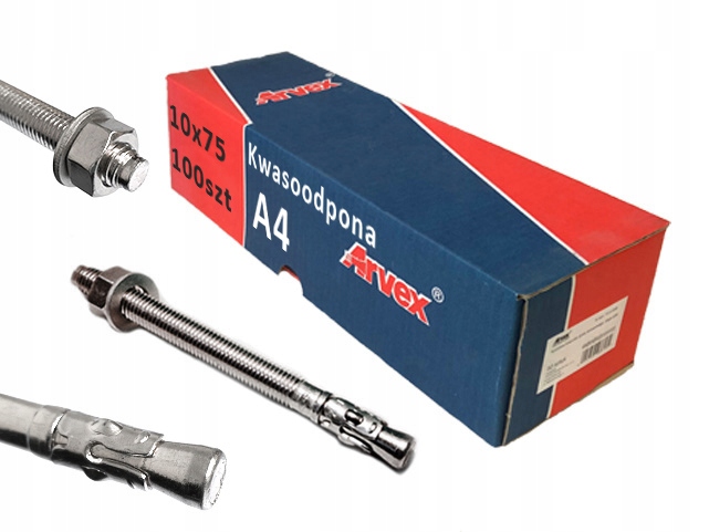 Kotva A4 kyselinovzdorná 10x75 expresní kroužková Arvex 100 Ks