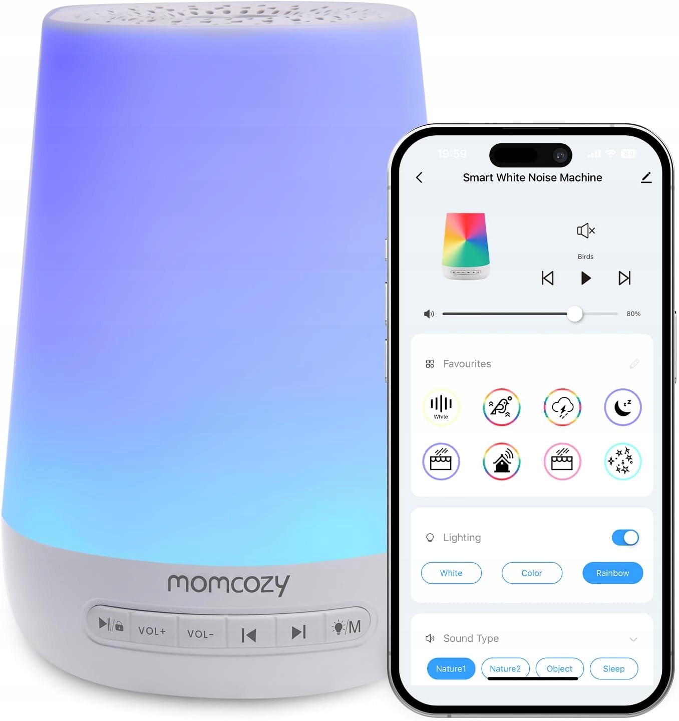Maszyna Szumów Białych Momcozy DB03 9X11CM Do Snu Niemowląt