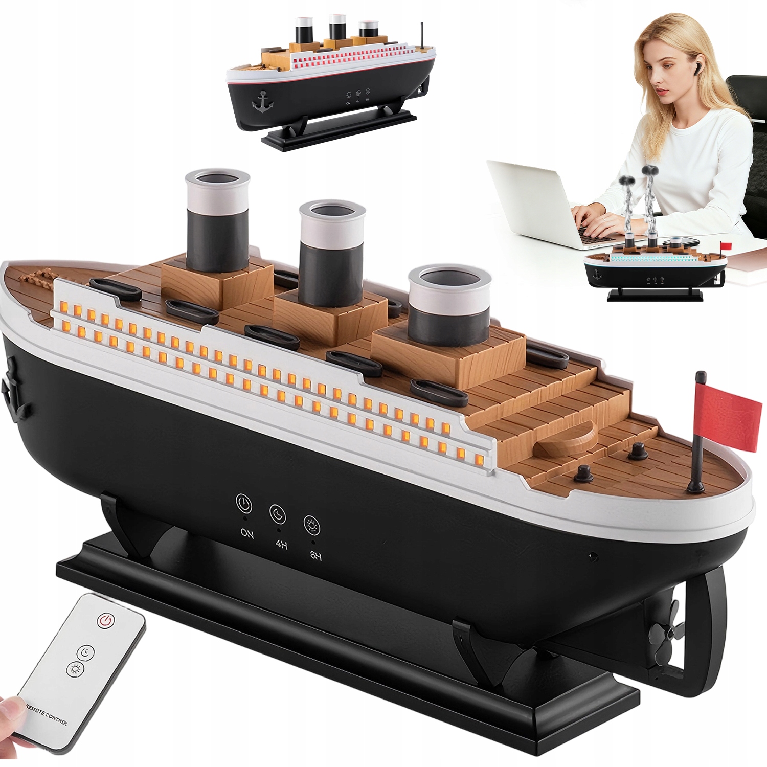 Zvlhčovač Vzduchu Difuzér Aromaterapie 7 Led Světel Dálkové Ovládání