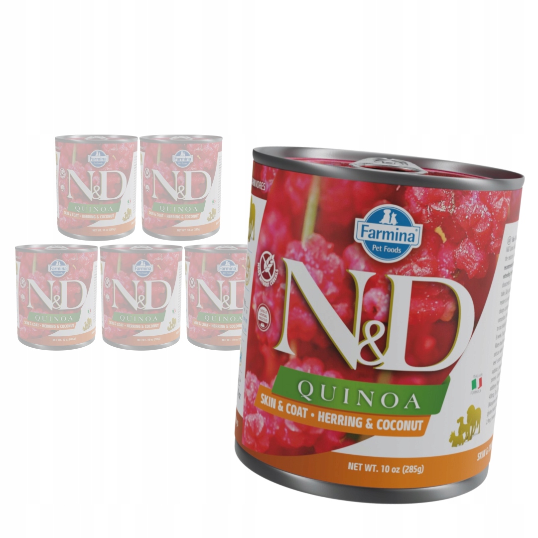 Farmina N&amp;d Quinoa Skin &amp; Coat 6x285g Vlhké Krmivo pro psy Sleď a Kokos