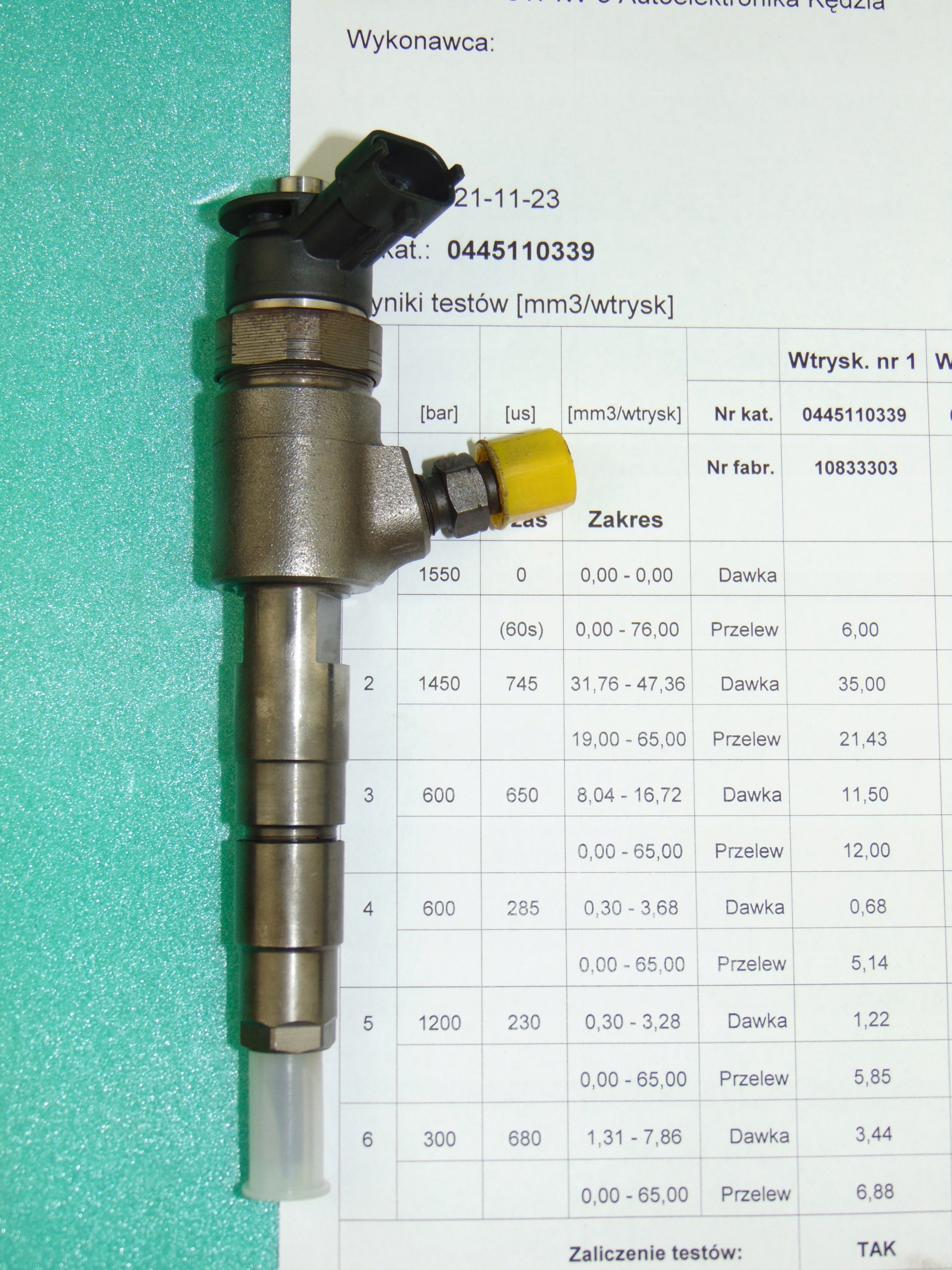 trysky 1,4HDI 1,4 TDCI 0445110339 SPRAWDZONE