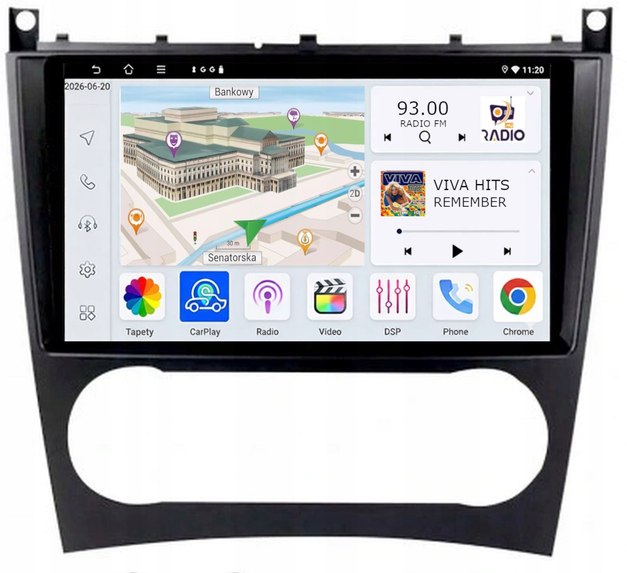 Rádio Navigácia Gps Mercedes W203 W209 Wifi Carplay Bt Usb 4GB 64GB