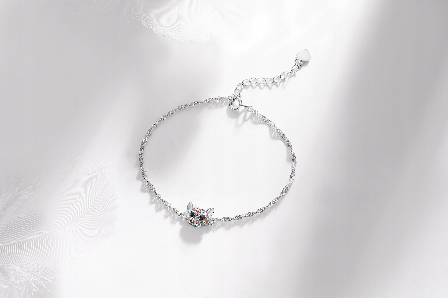 BRANSOLETKA SREBRNA 925 RODOWANA KOTEK Marka Mennica Bydgoska