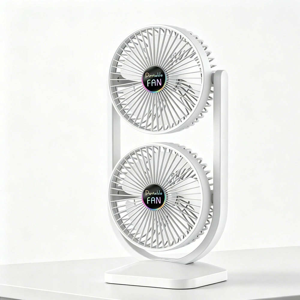 Stolní ventilátor Větrník Dva Nastavitelné Glowice Úsporný Místa 3600 mAh