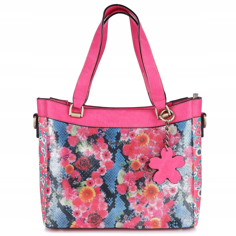 Laura Vita Aurea 05 ZC231204-E Fushia dámská kabelka růžová s květinami