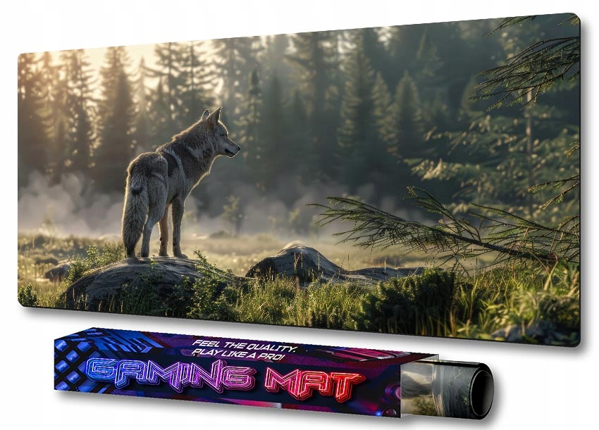 PODKŁADKA POD MYSZ GAMINGOWA LAS NATURA WILK 70x35 Dla gracza GAMING PRO