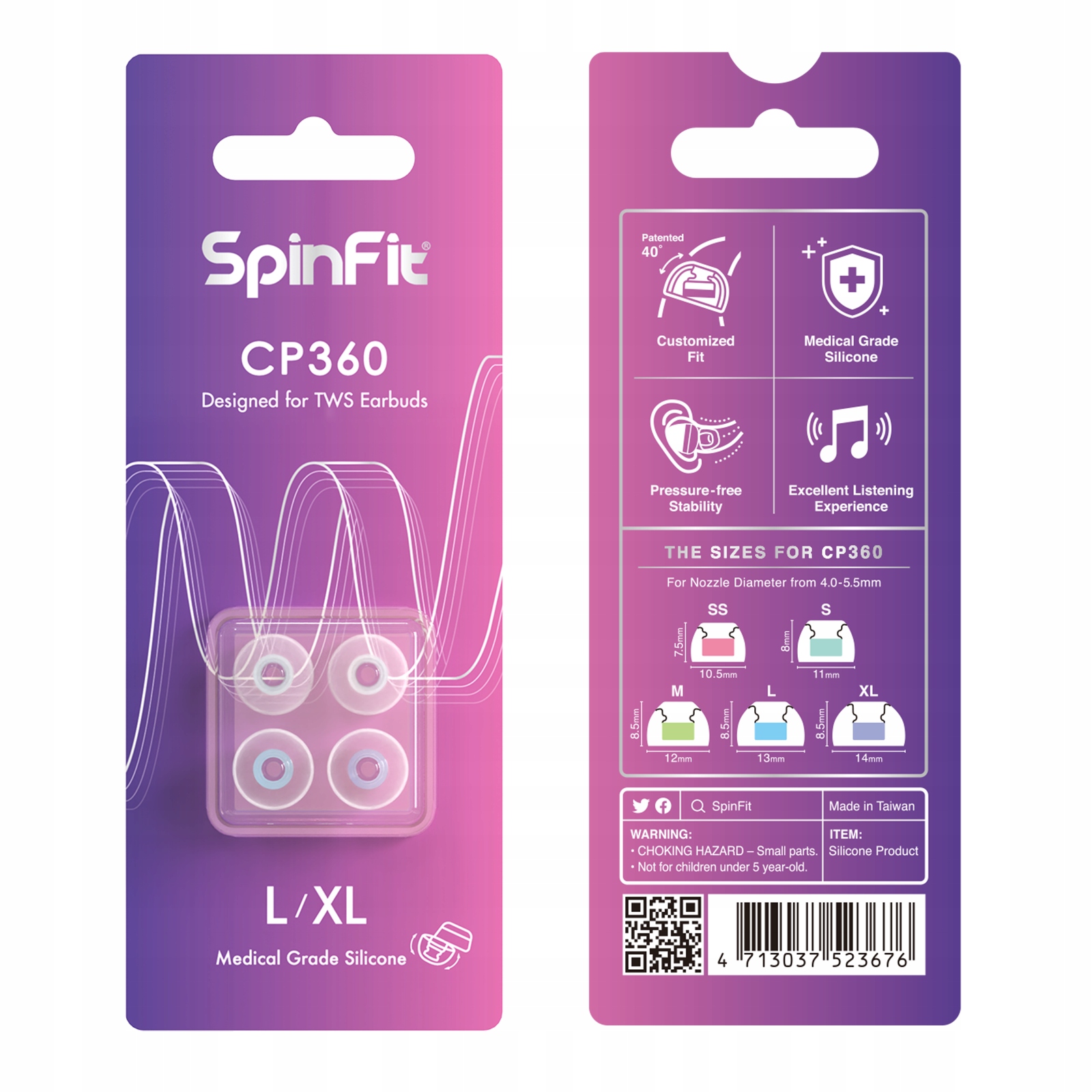 

SpinFit CP360-XL/L Profesjonalne Nakładki 2 Pary