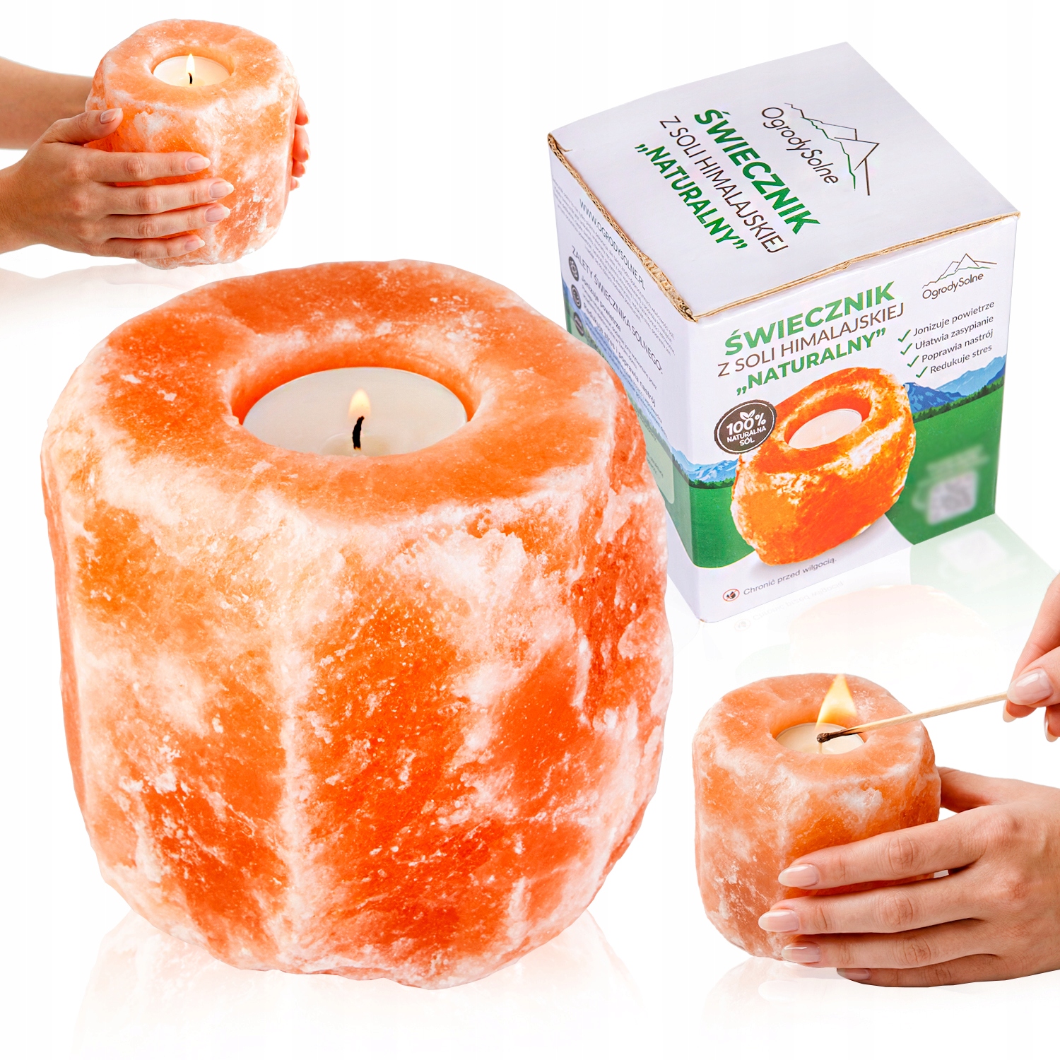 ŚWIECZNIK SOLNY NATURALNY 1-2kg JONIZATOR TEALIGHT