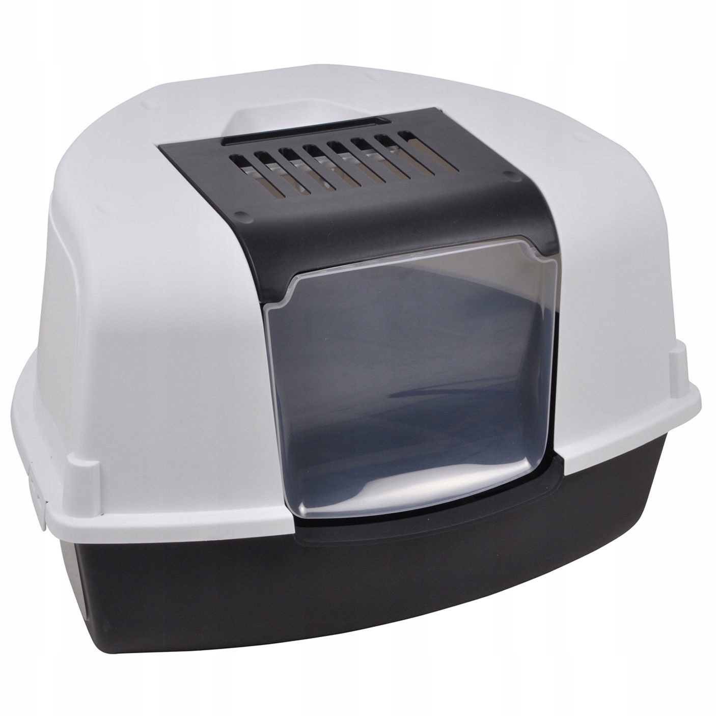 Levně Toaleta Pro Kočky Rohová Uzavřená Bílá Mobilní Antracit 58 x 47 x 38 CM