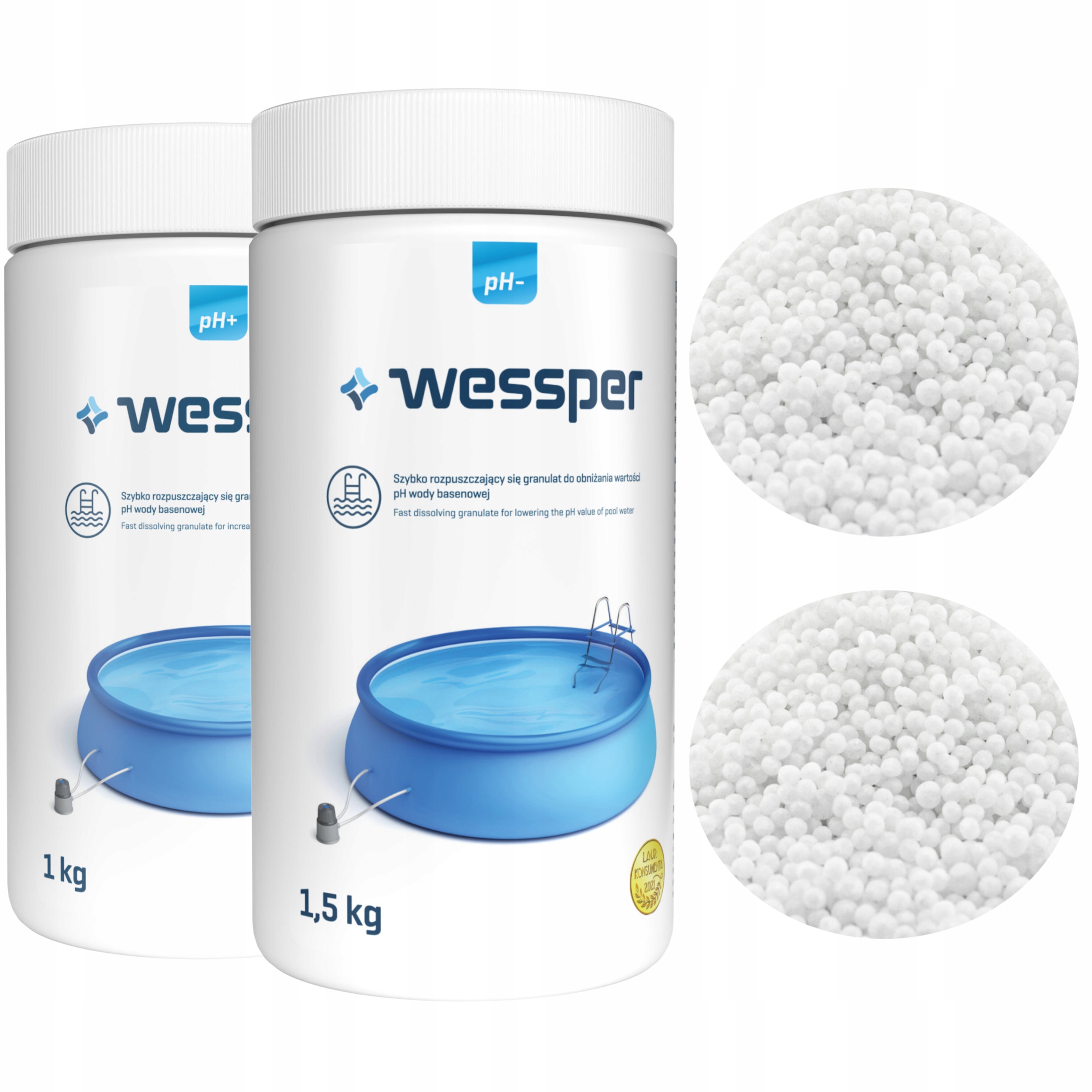 

Zestaw pH+ Plus 1kg ph- Minus 1,5kg Do Basenu