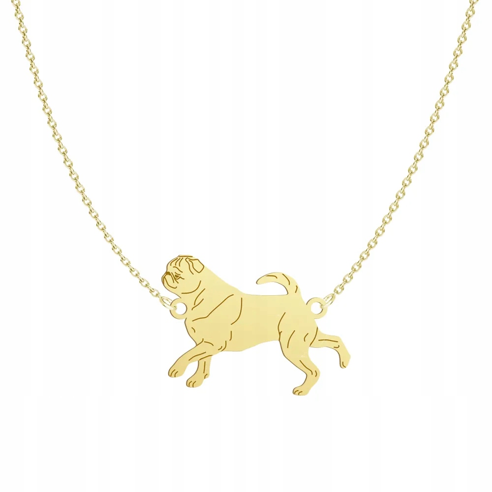 Zlatý náhrdelník s psem Gryfonik Brabancki 925 Dárek Žena Gravírování Bonus