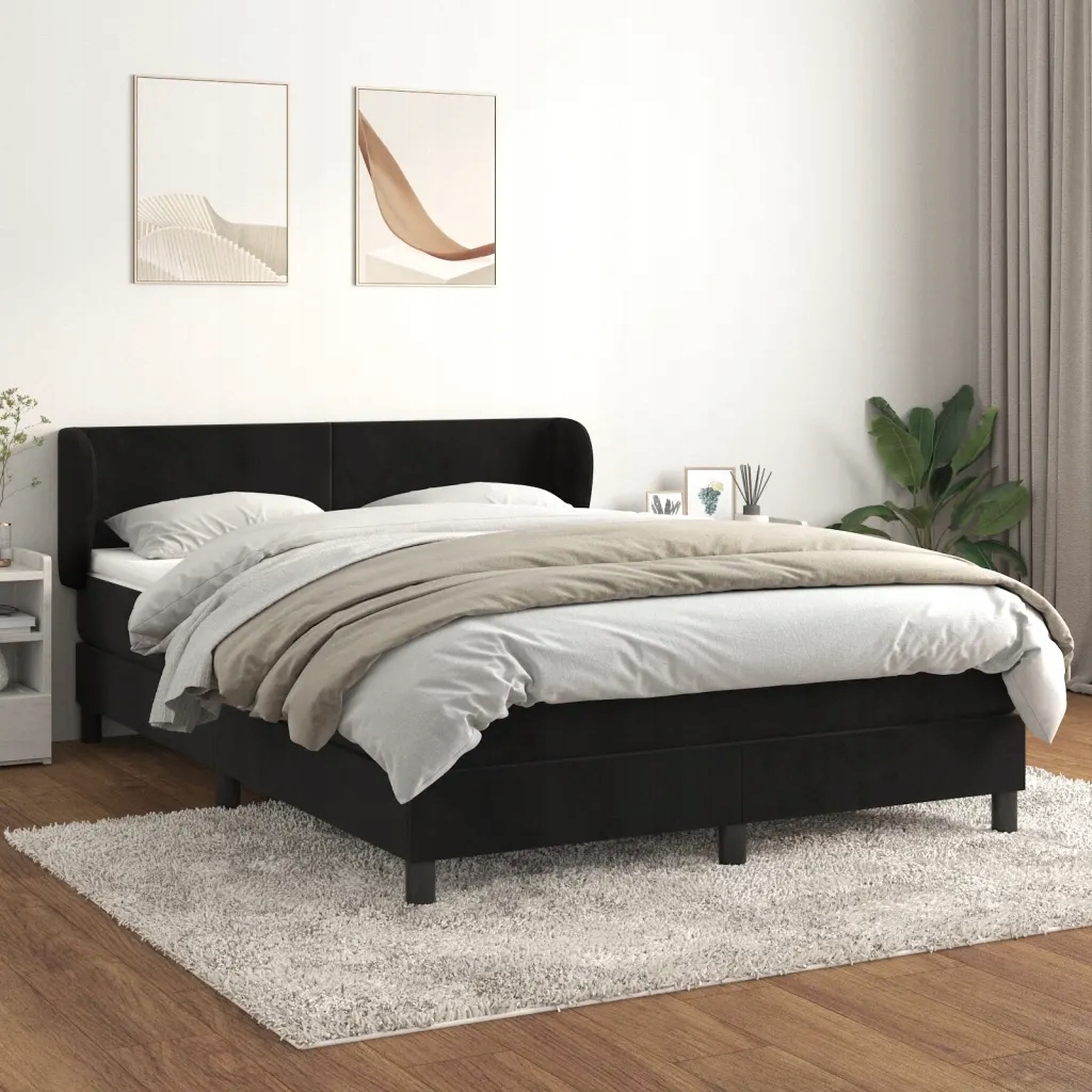 Box spring postel s matrací černá 140x200 cm samet Černý 3127375