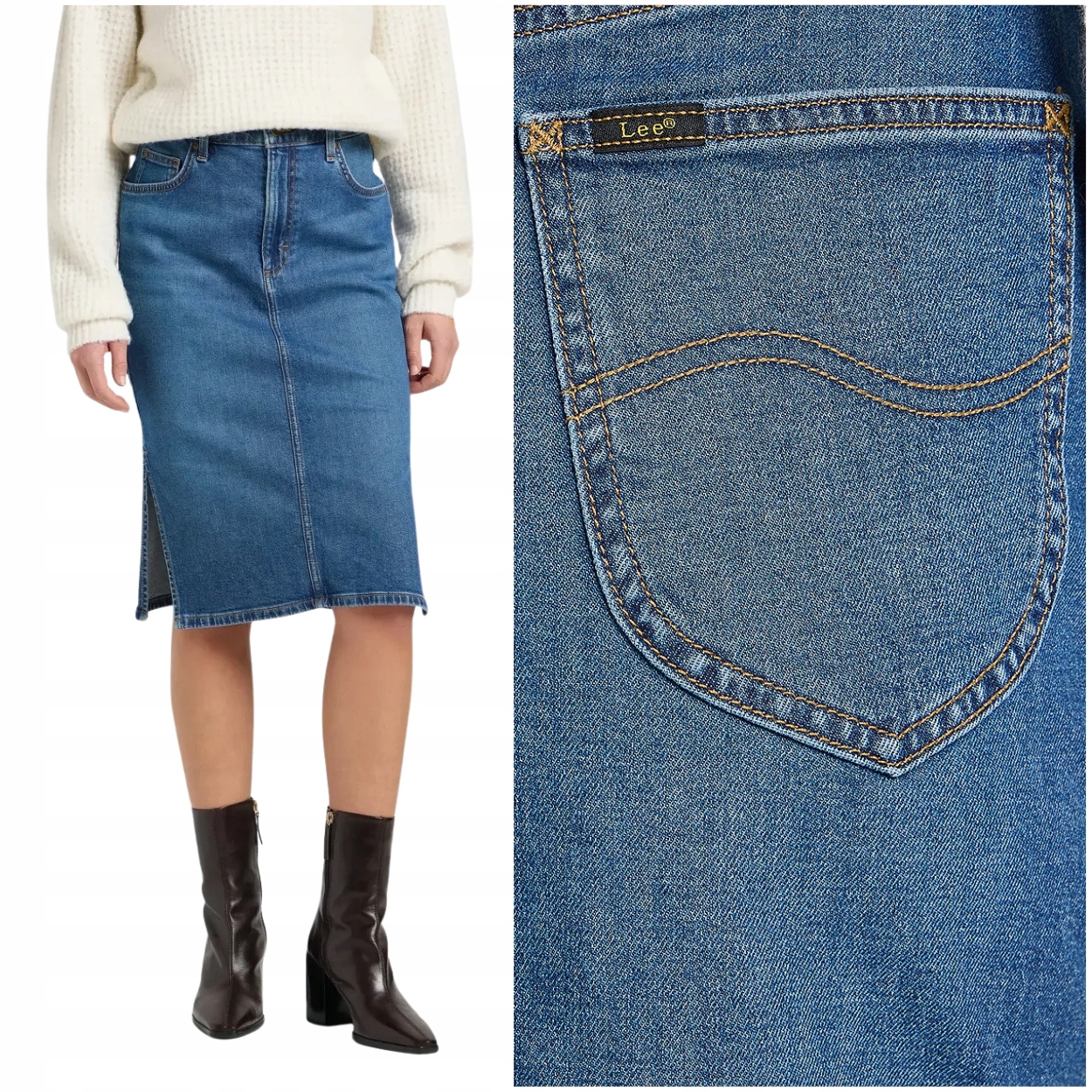 Lee Skirt slim Gossip přiléhavá sukně s rozparky na bocích W29