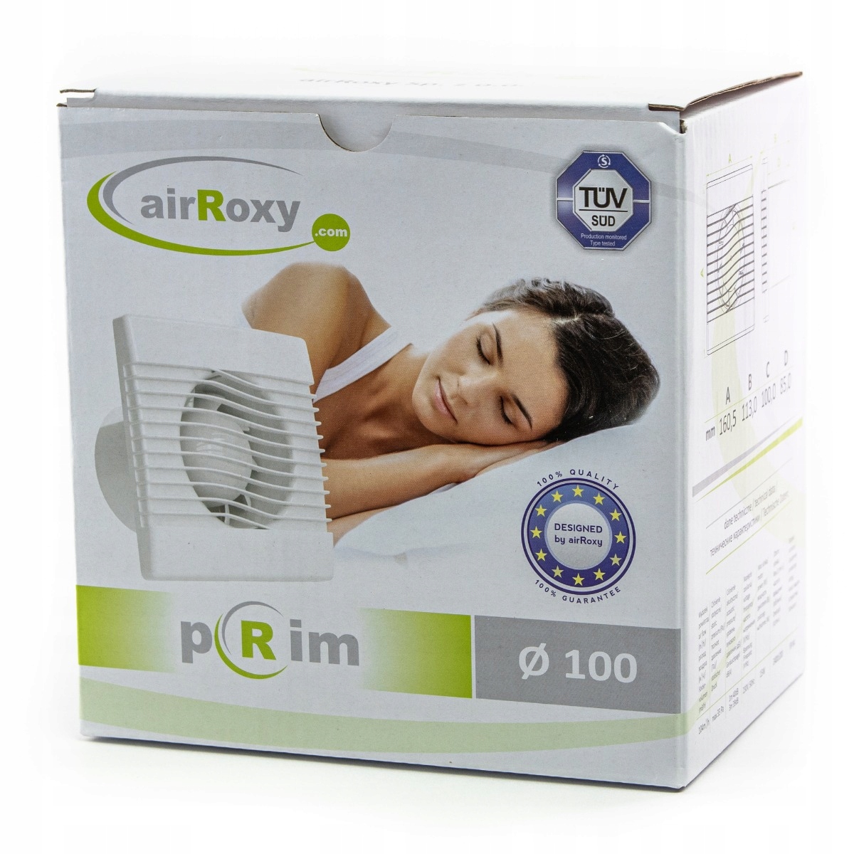 Wentylator ścienny pRim 120 Standard AirRoxy Rodzaj łazienkowy