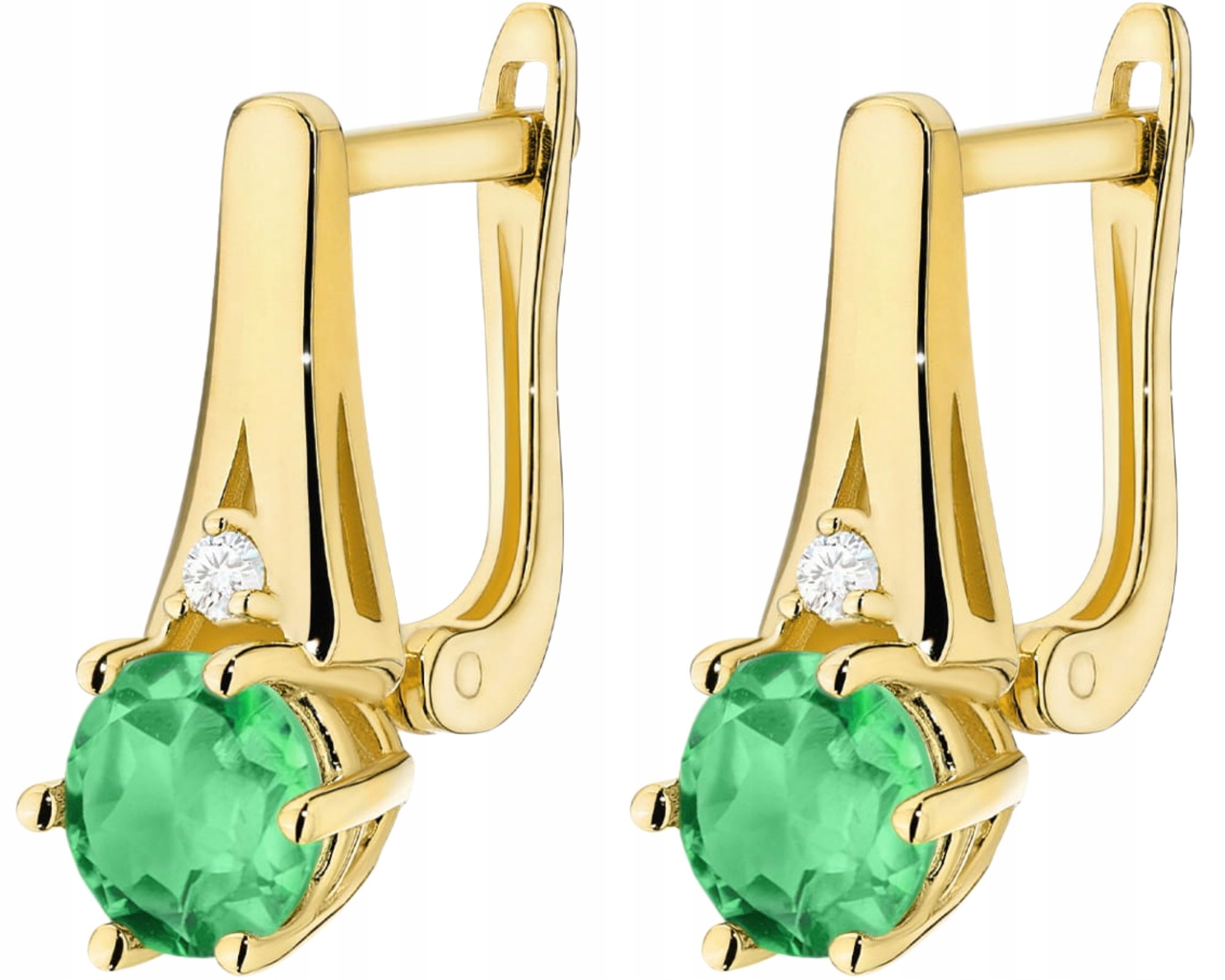Náušnice Se Smaragdem Briliant Zlato 585 14K Dárek Gravírování