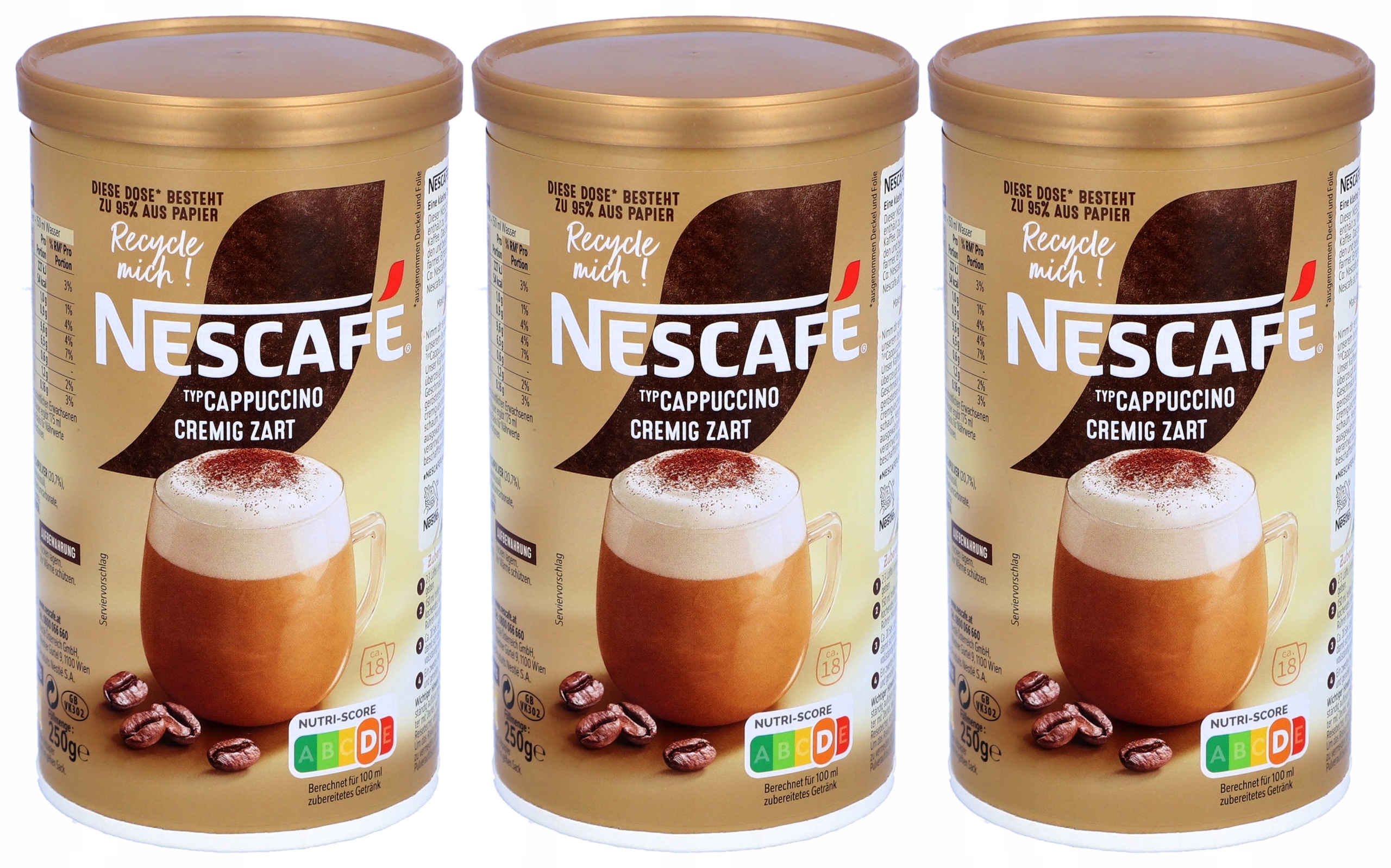 Cappuccino Nescafe káva káva 3x250g Gold čokoláda De rozpustná