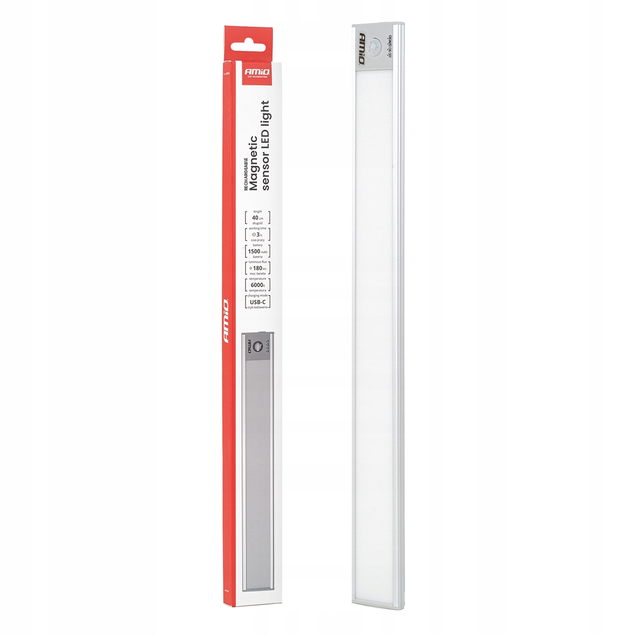 Bezprzewodowa lampa Led z czujnikiem ruchu 1500mAh Usb-c 40cm (batt) Amio