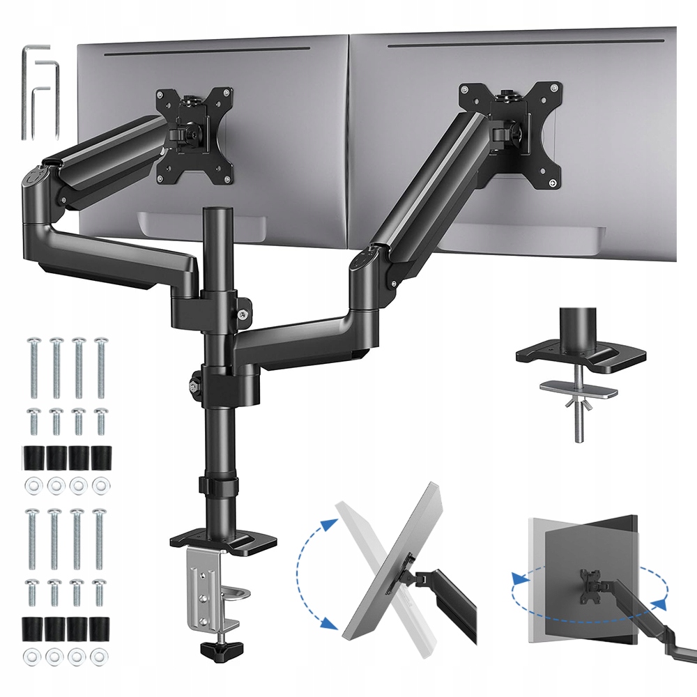 Nastavitelný Dvojitý Držák Na Monitor K Stolu Pro Dva Monitory 13-32"