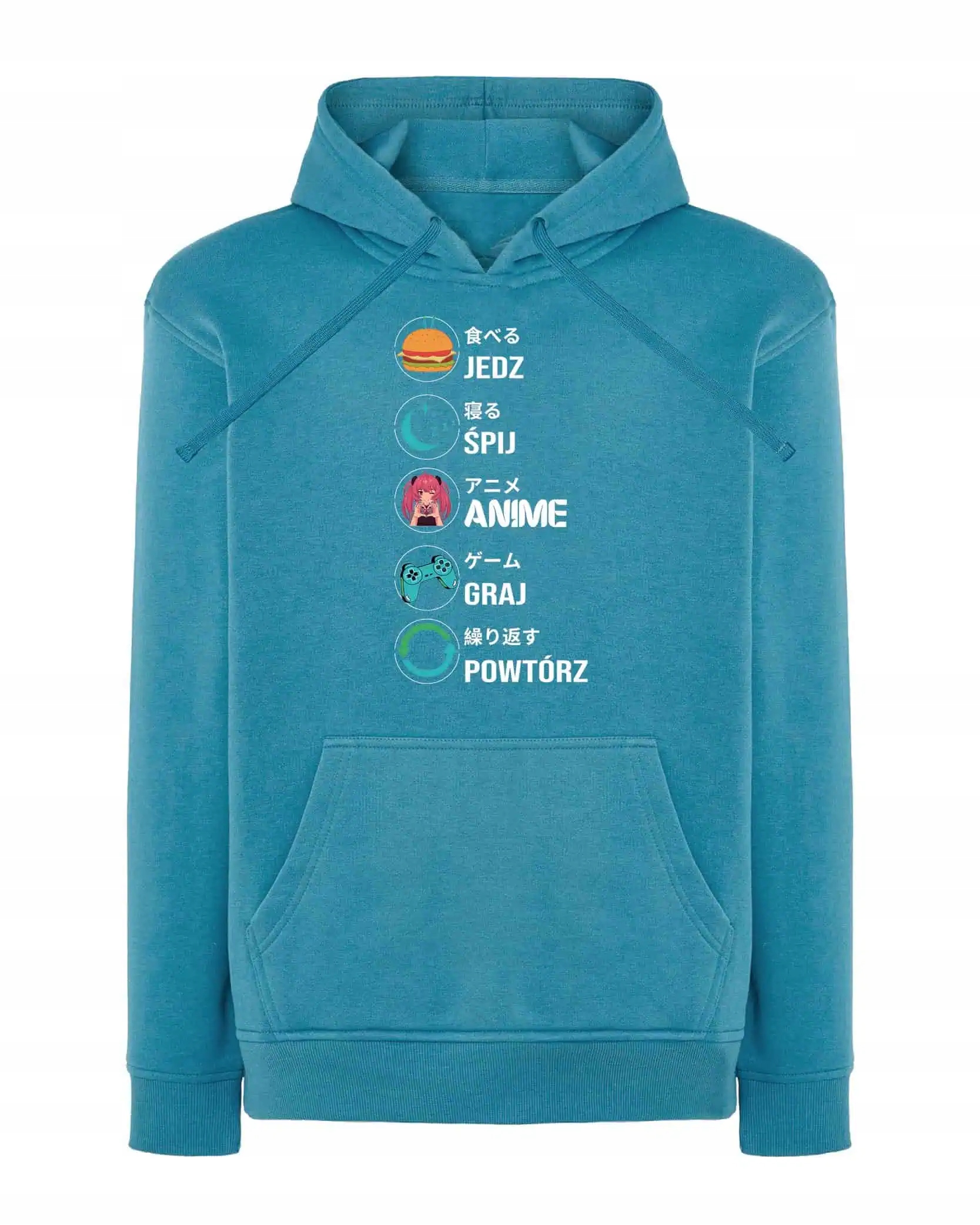 Mikina s kapucí Anime Gaming Život Plán dne Modrá XL