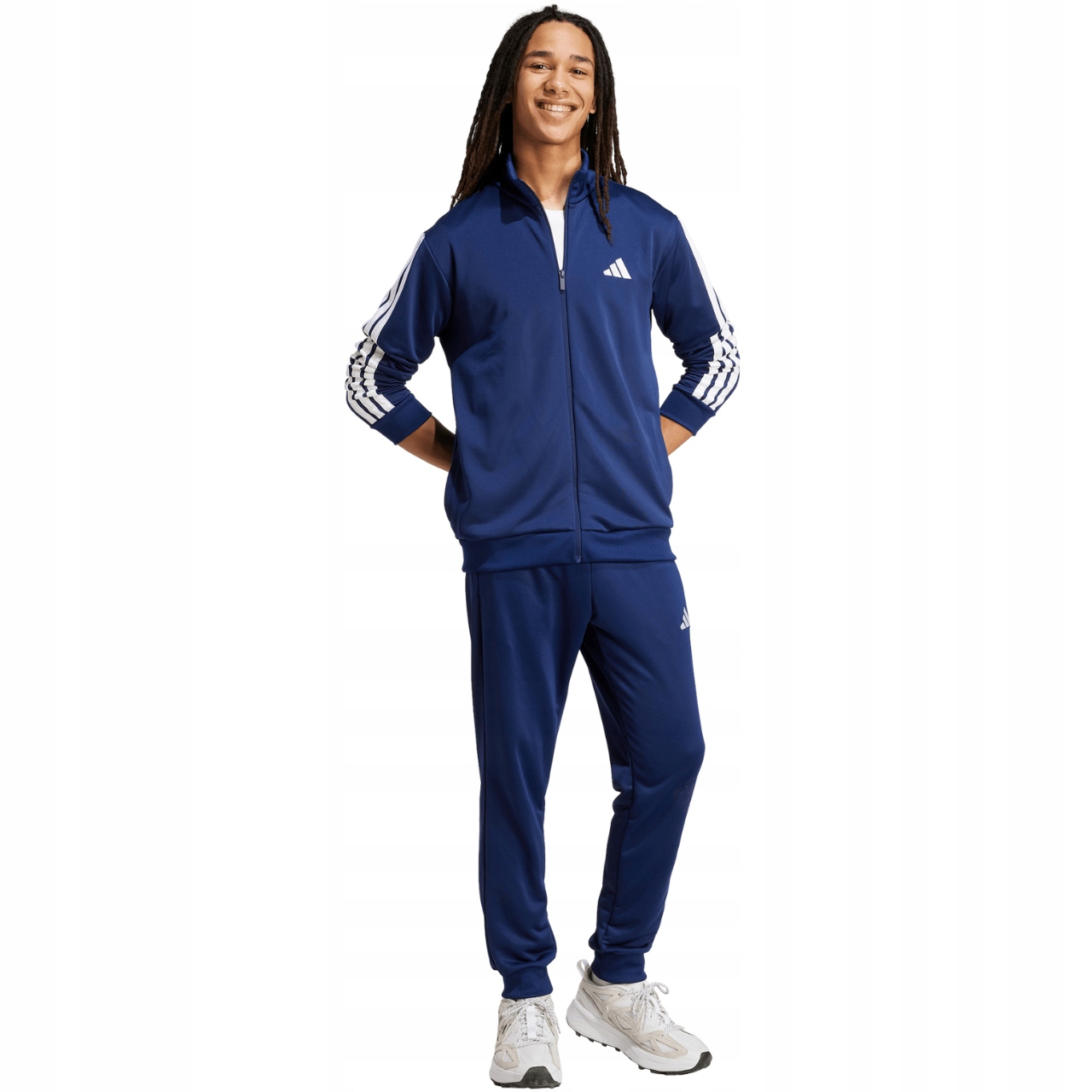 Teplákovka pánský adidas Sportswear Basic 3-Stripes French Terry tmavě modrý L