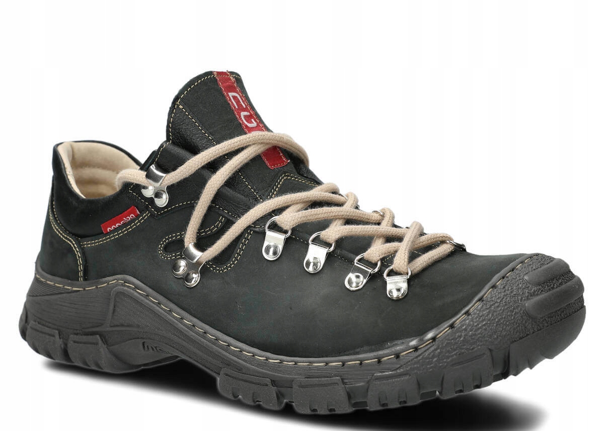 Nagaba 055 Antracit – Pohodlné Kožené Polské Pánské Trekové Polobotky