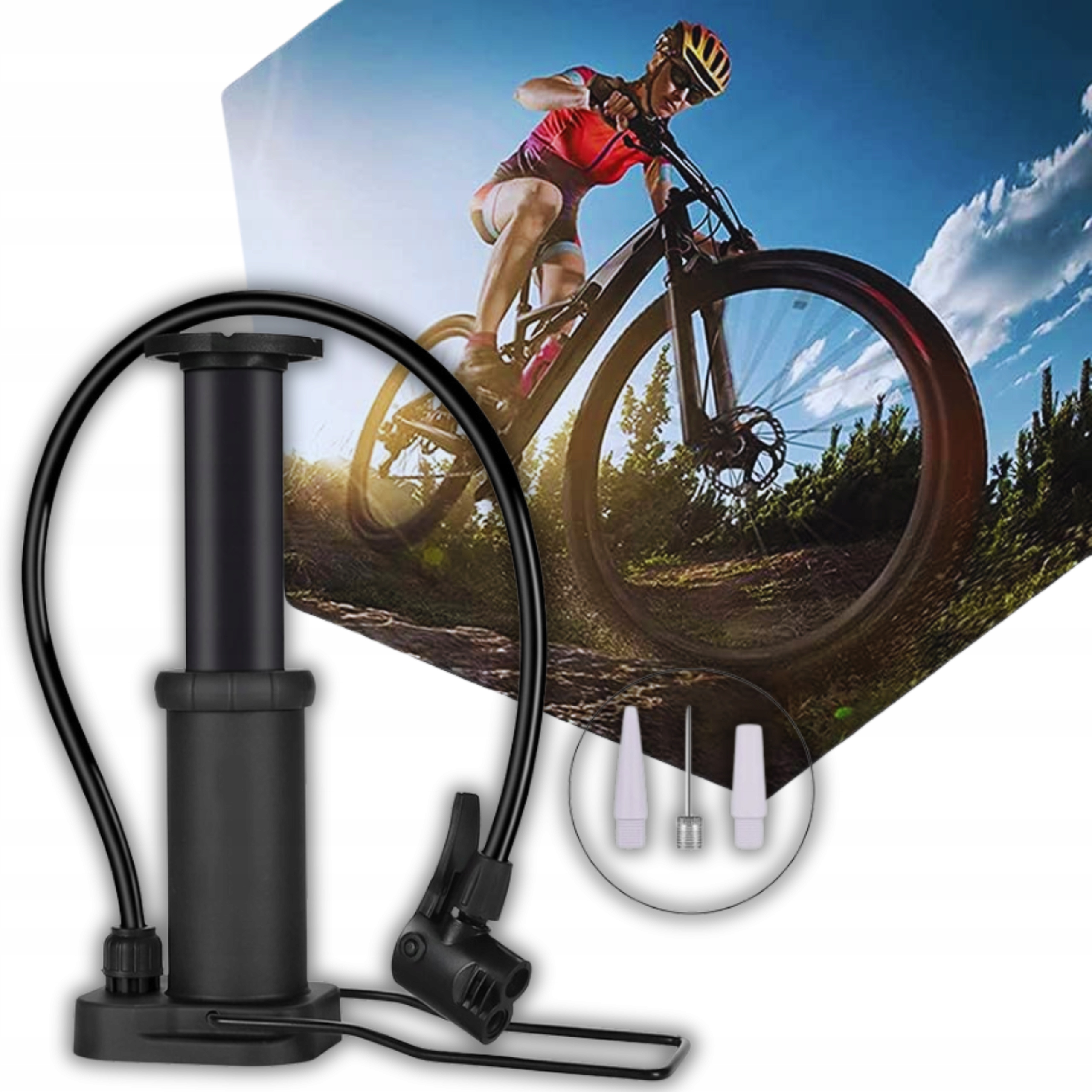 POMPKA ROWEROWA DO PIŁEK BASENU ROWERU MATERACA Z WĘŻYKIEM RĘCZNA +KOŃCÓWKI Waga 800 g