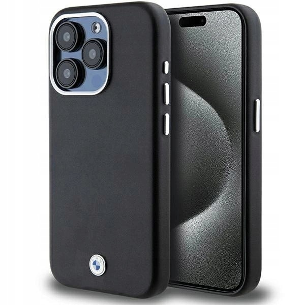 Etui Bmw Signature Wrapped Metal MagSafe na iPhone 15 Pro czarne