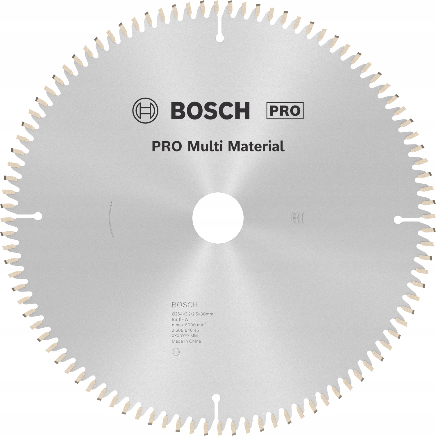 Piła tarczowa, tarcza 254/30/3,2MM 96Z Bosch Multi Material 2608640451
