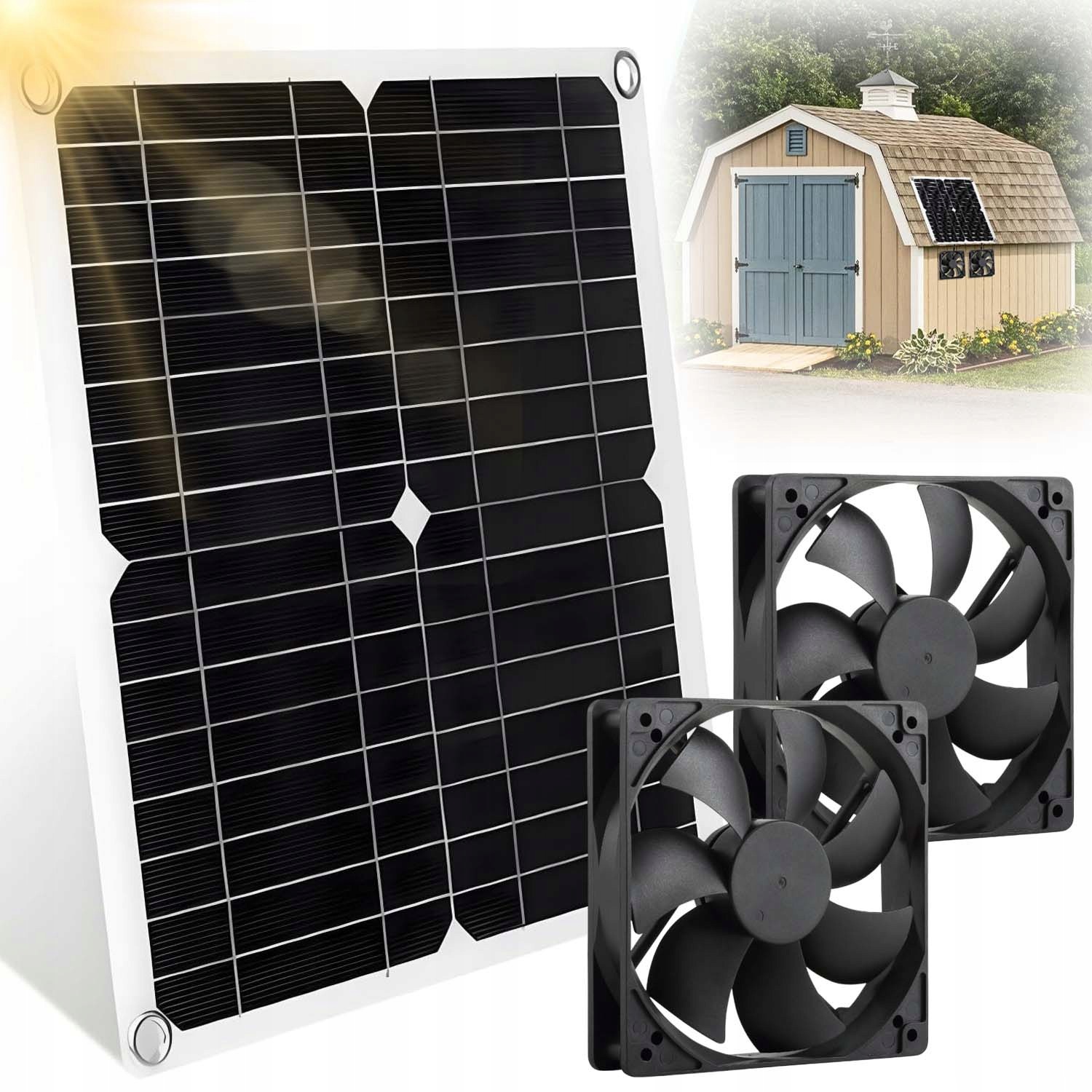 Wentylator Z Panelem Solarnym Drobiu Szklarniowego 12W Do Szklarni IP65