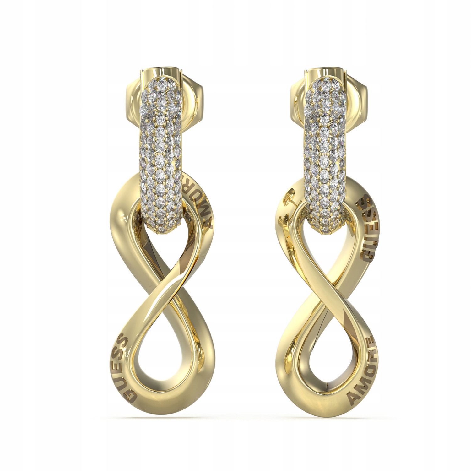 Náušnice Guess se zlatým zirkon nekonečno