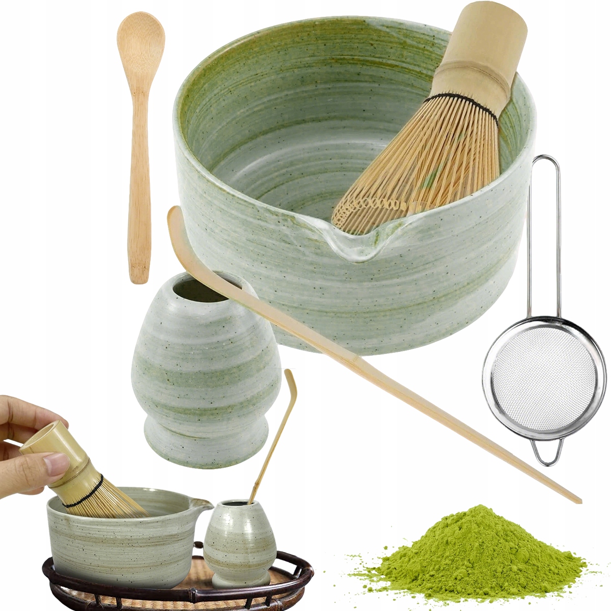 6V1 Sada Na Čaj Matcha, Sada Metliček Matcha S Metličkou Na Matchu